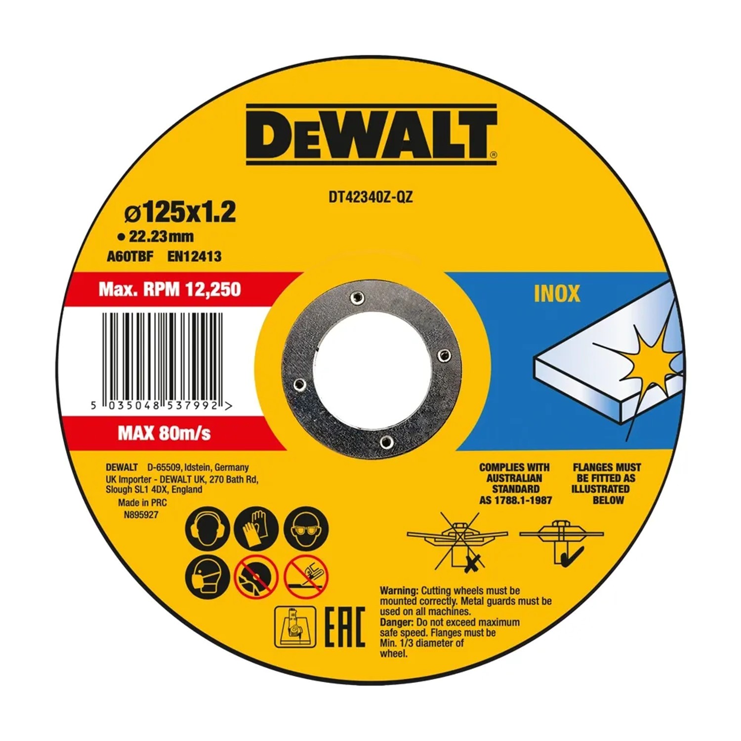 Dewalt Tarcza do cięcia stali nierdzewnej 125 mm