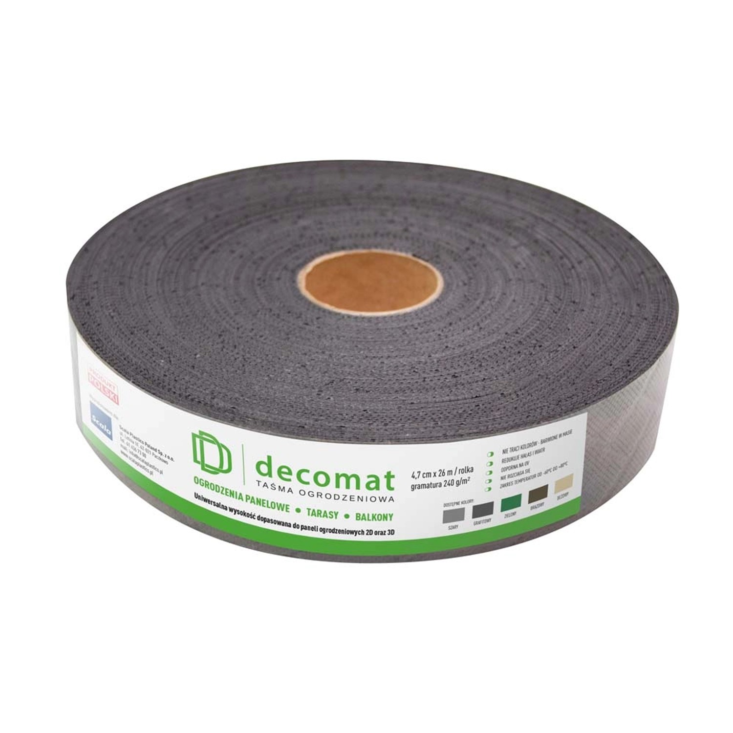 Taśma na ogrodzenia grafitowa Decomat - 4,7 cm/26 m