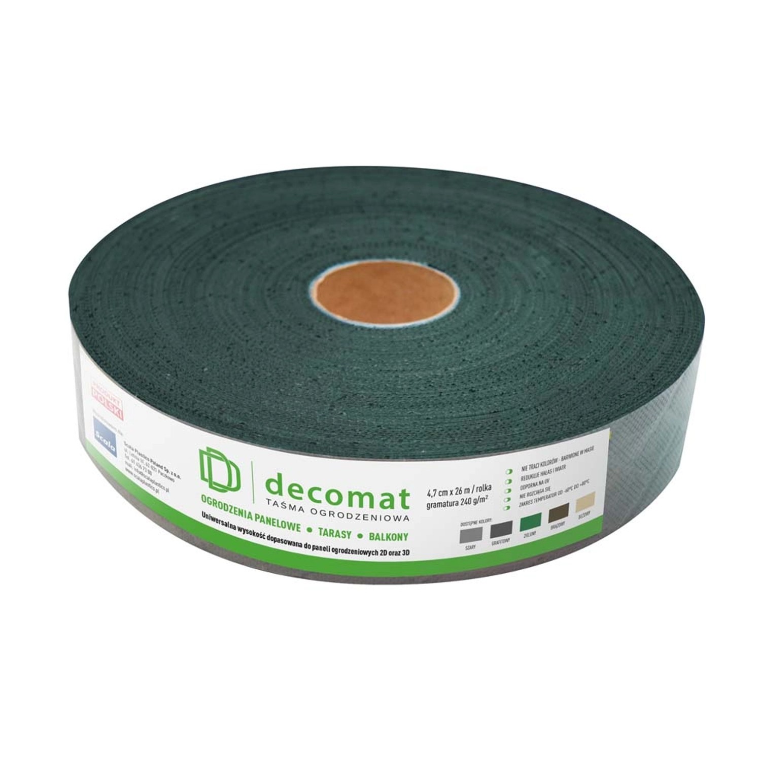 Taśma na ogrodzenia zielona Decomat - 4,7 cm/26 m