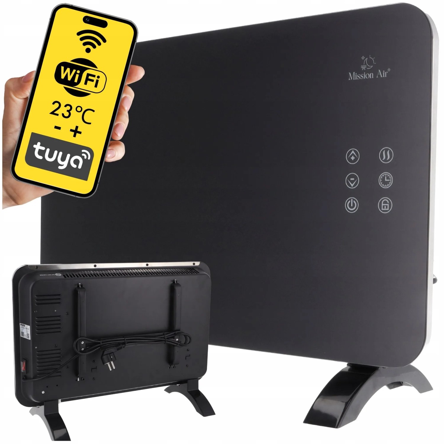 Mission Air Konwektor elektryczny Porto czarny WiFi 1000W