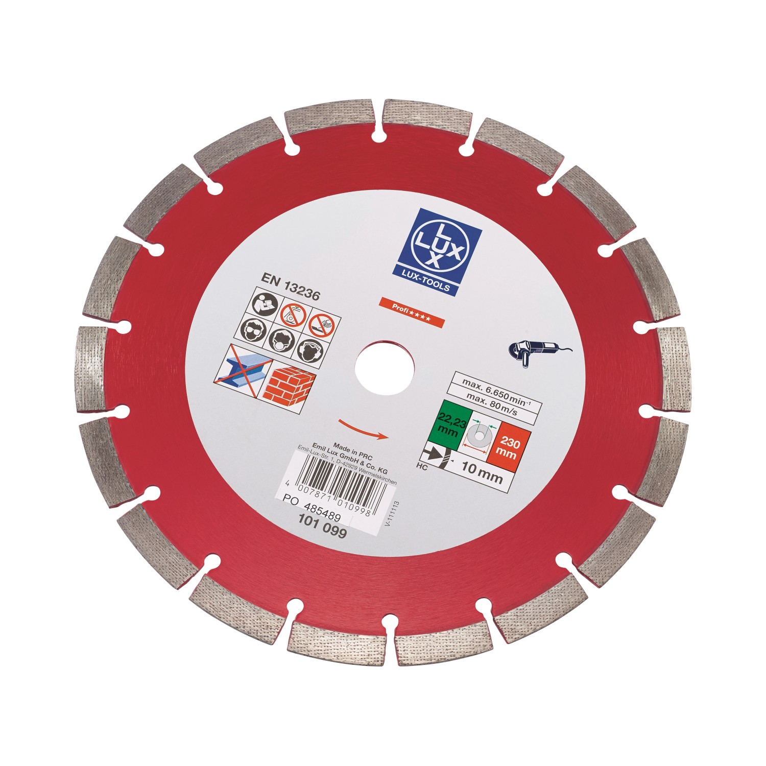 Tarcza diamentowa LUX-TOOLS segmentowa, uniwersalna 230 mm