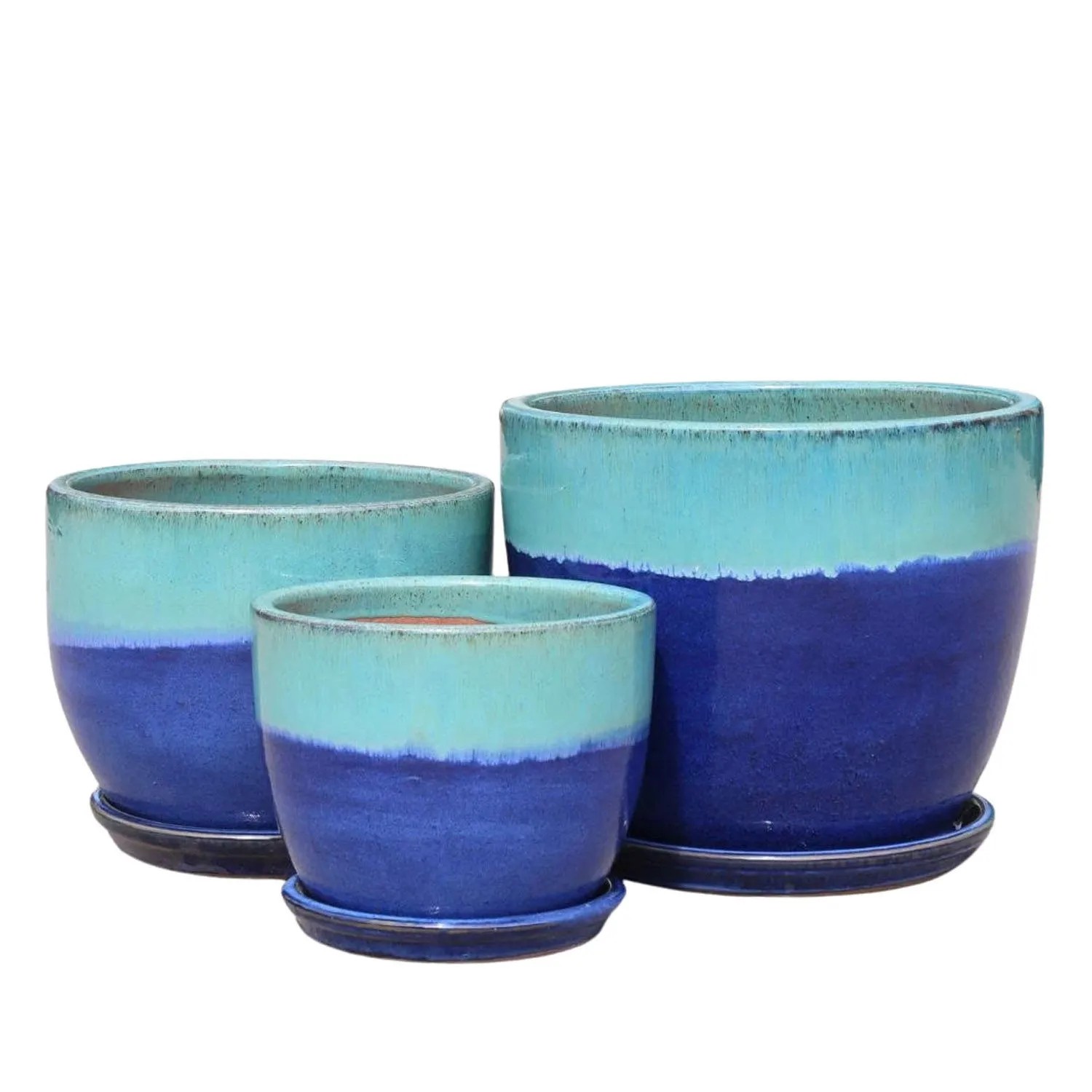 Donice Soller Falling Green Blue z podstawką komplet 3 szt.