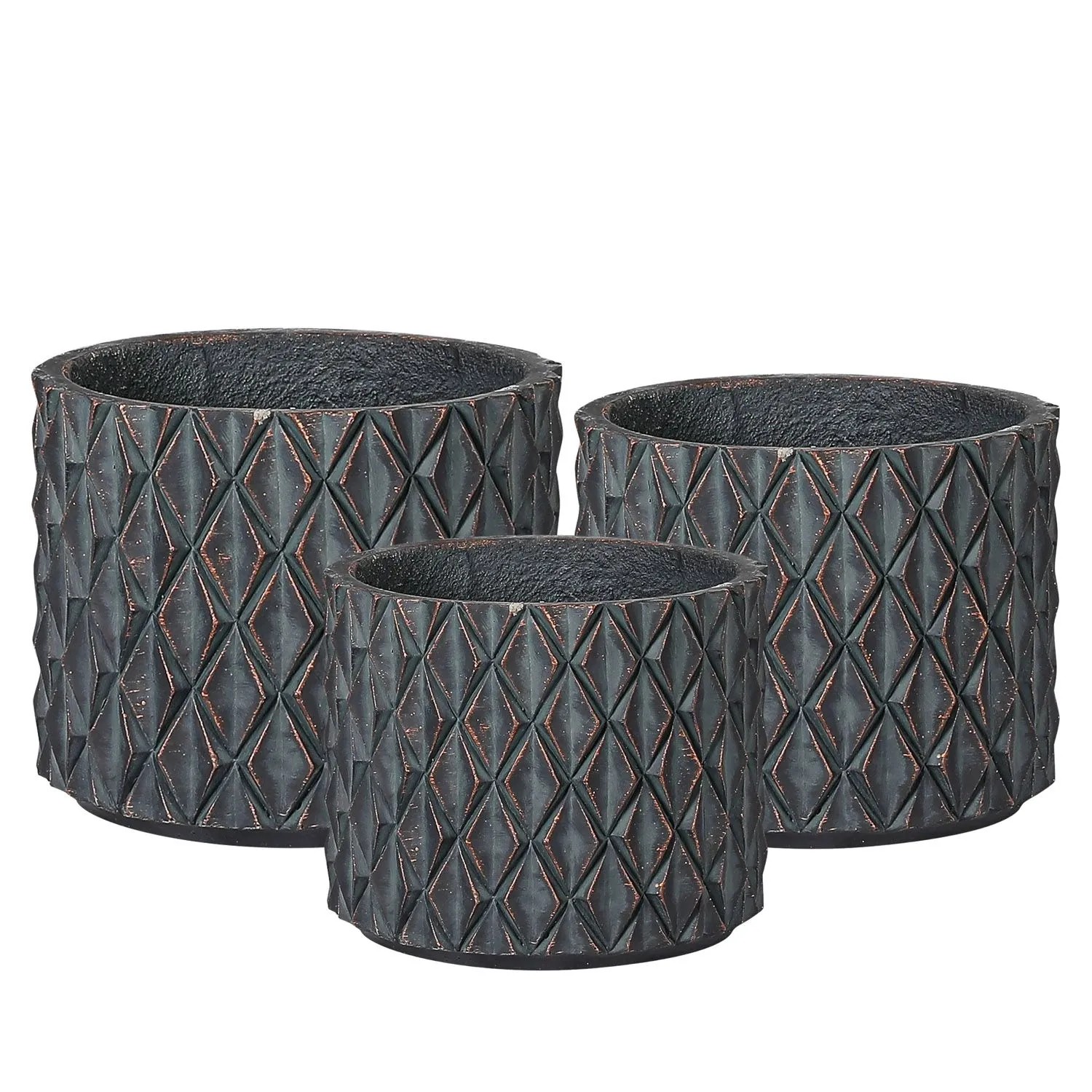 Donice Merida szare pozłacane komplet 3 szt.