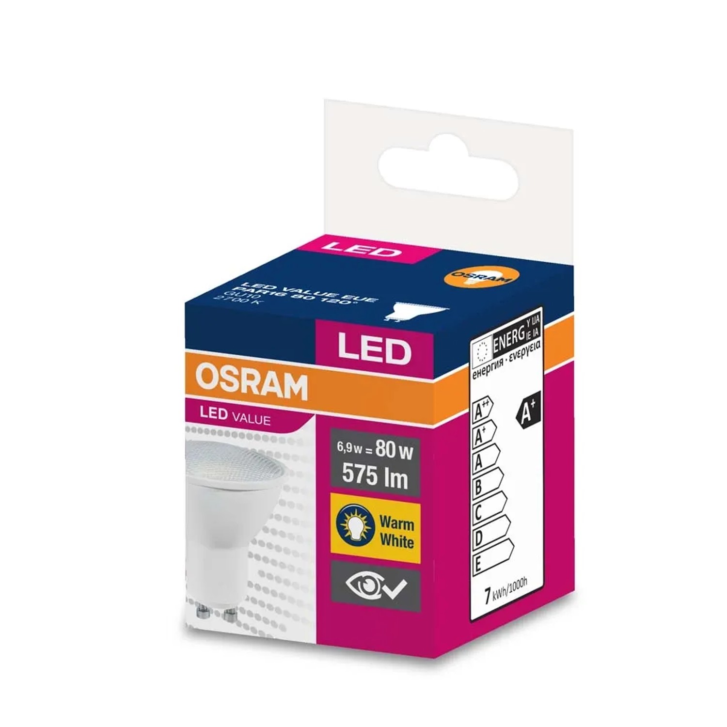 Żarówka LED VALUE PAR16 120st. GU10 6,9W 2700K 575lm