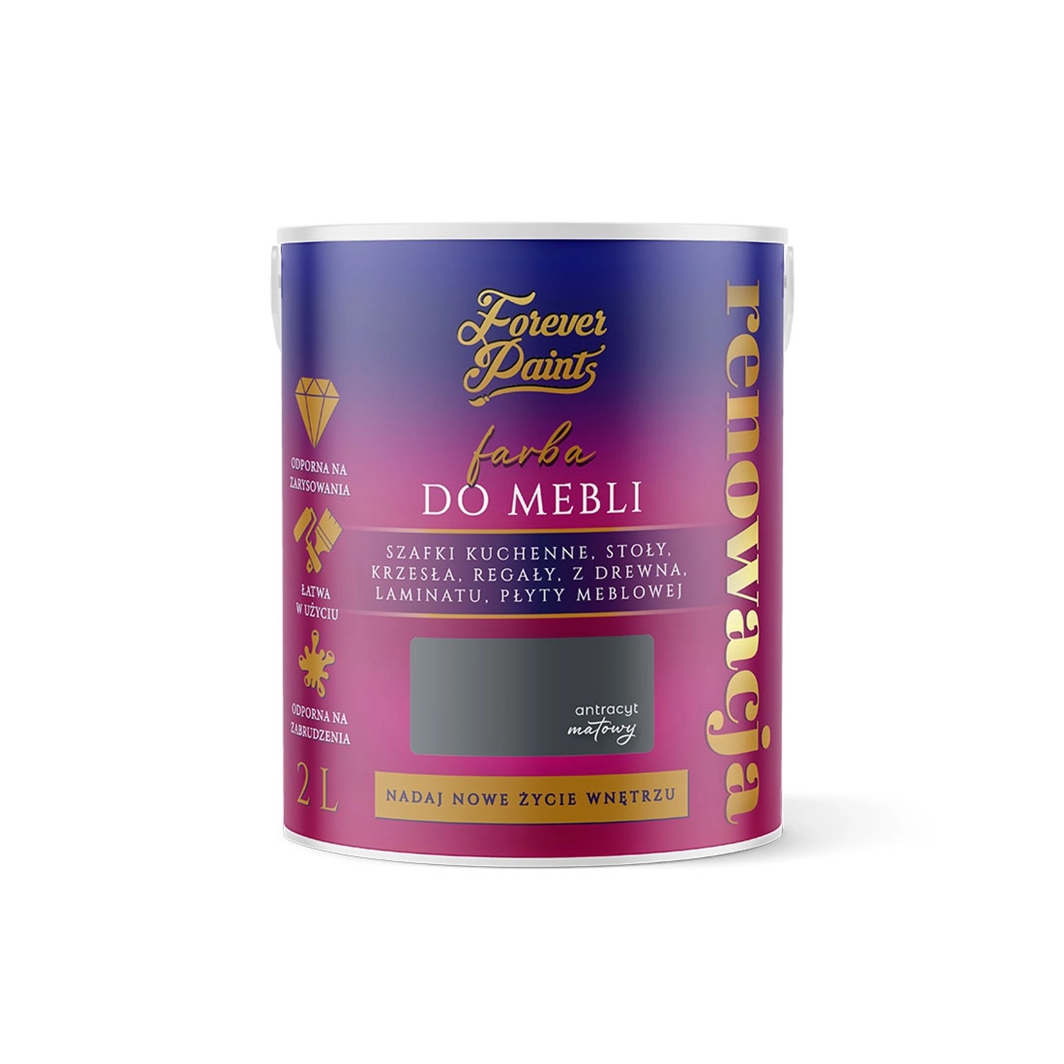 Farba Forever Paints do mebli antracyt 2L