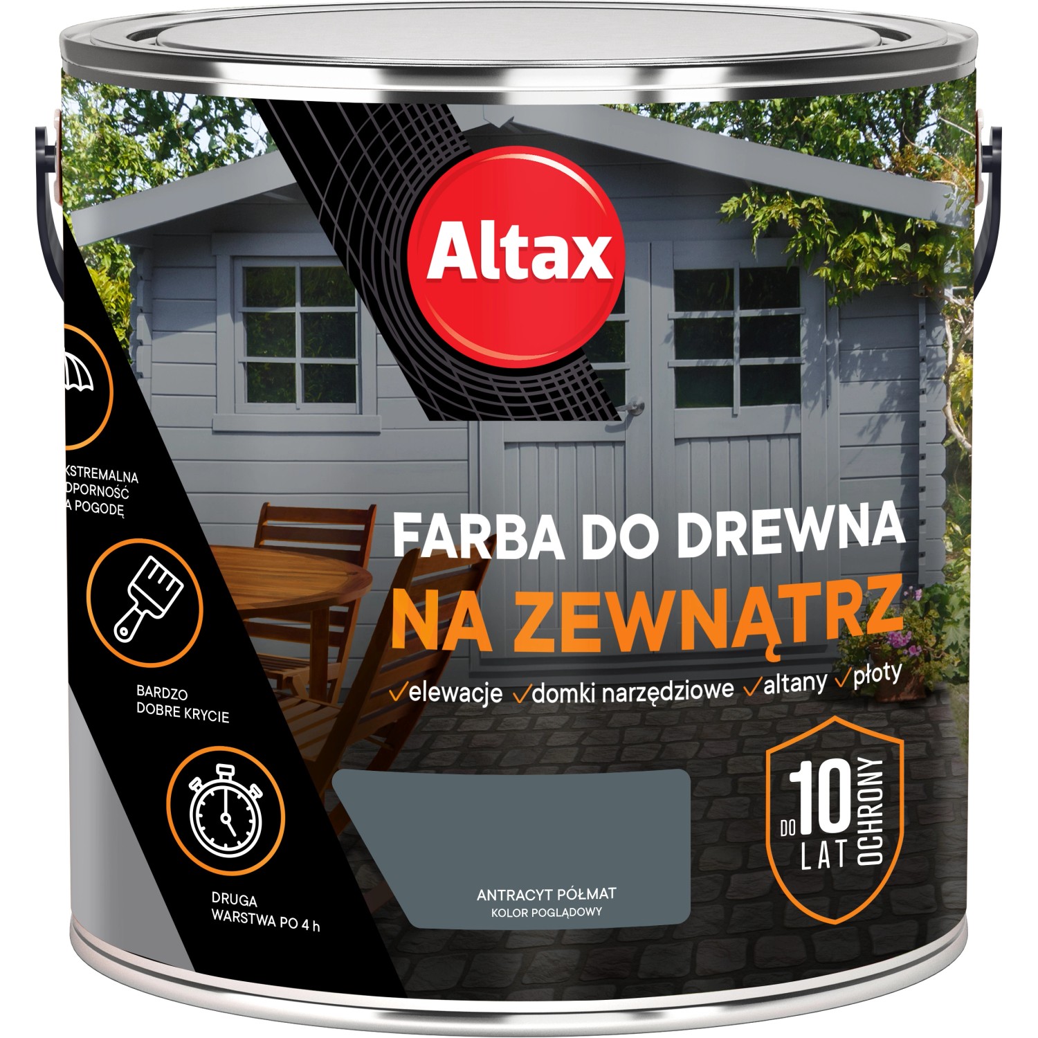 Altax Farba do drewna zewnętrzna antracyt 2,5 l