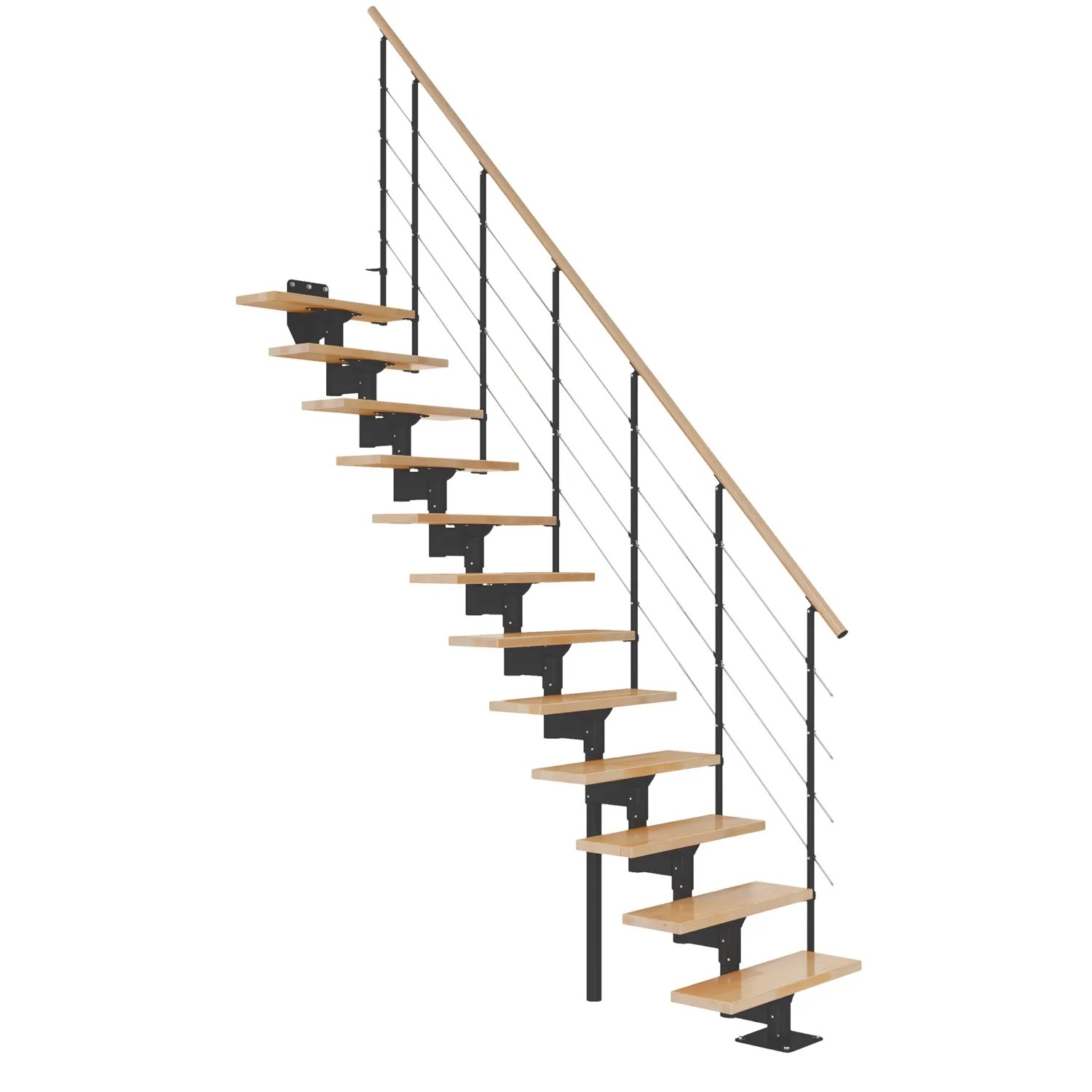 Dolle Schody modułowe Boston proste antracytowe, 13-stopni, buk lakierowany
