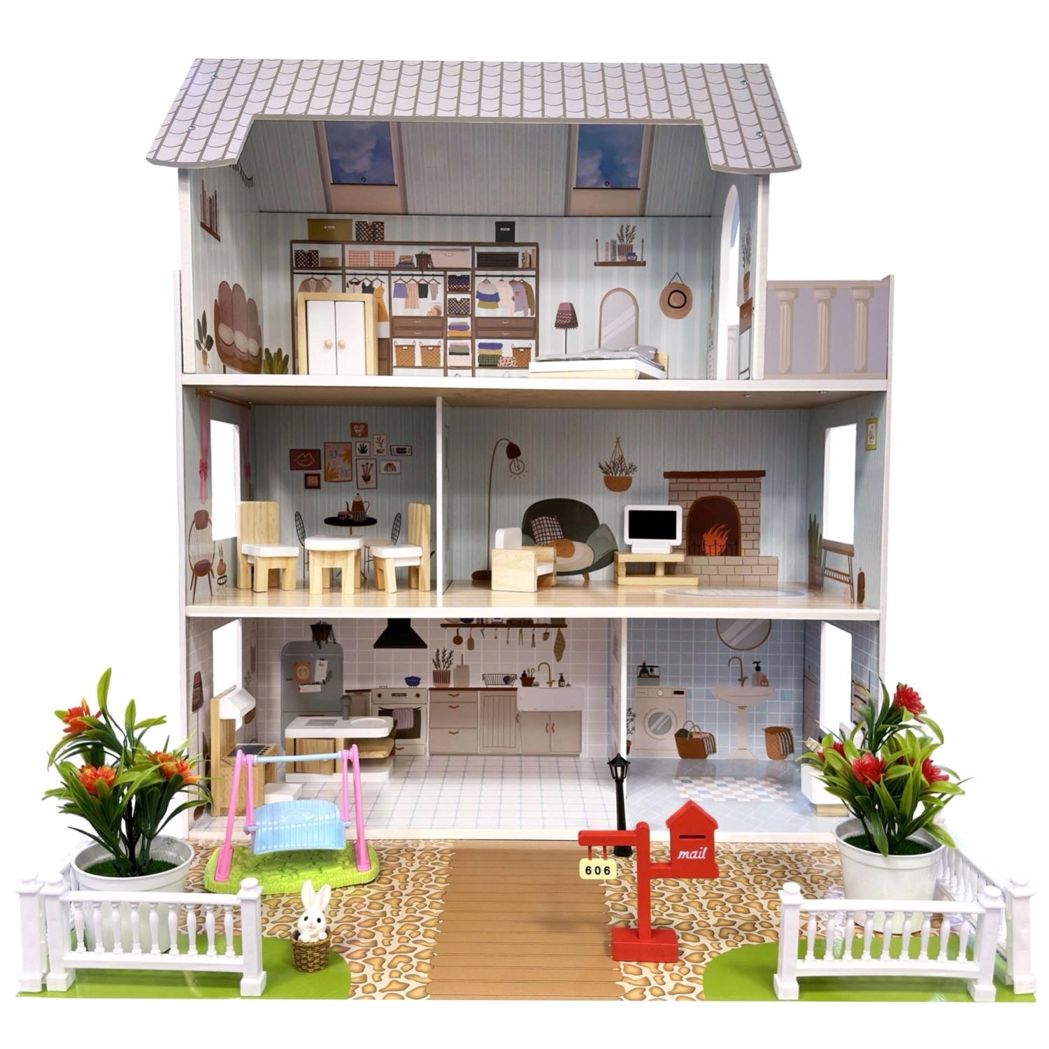 Domek dla lalek ROZALIA z ogrodem 70x61x50 cm