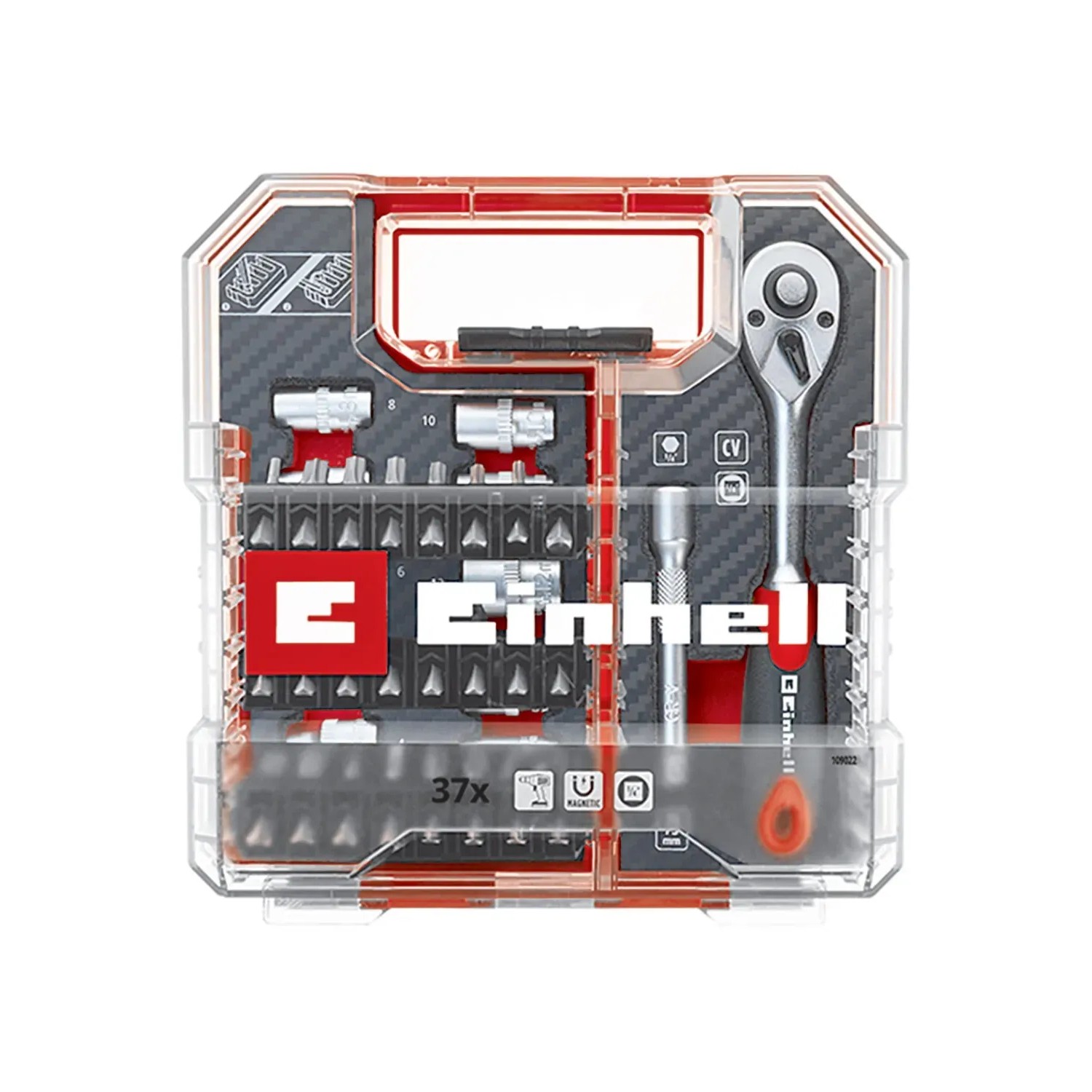 Einhell Zestaw bitów i kluczy nasadowych 37 szt.