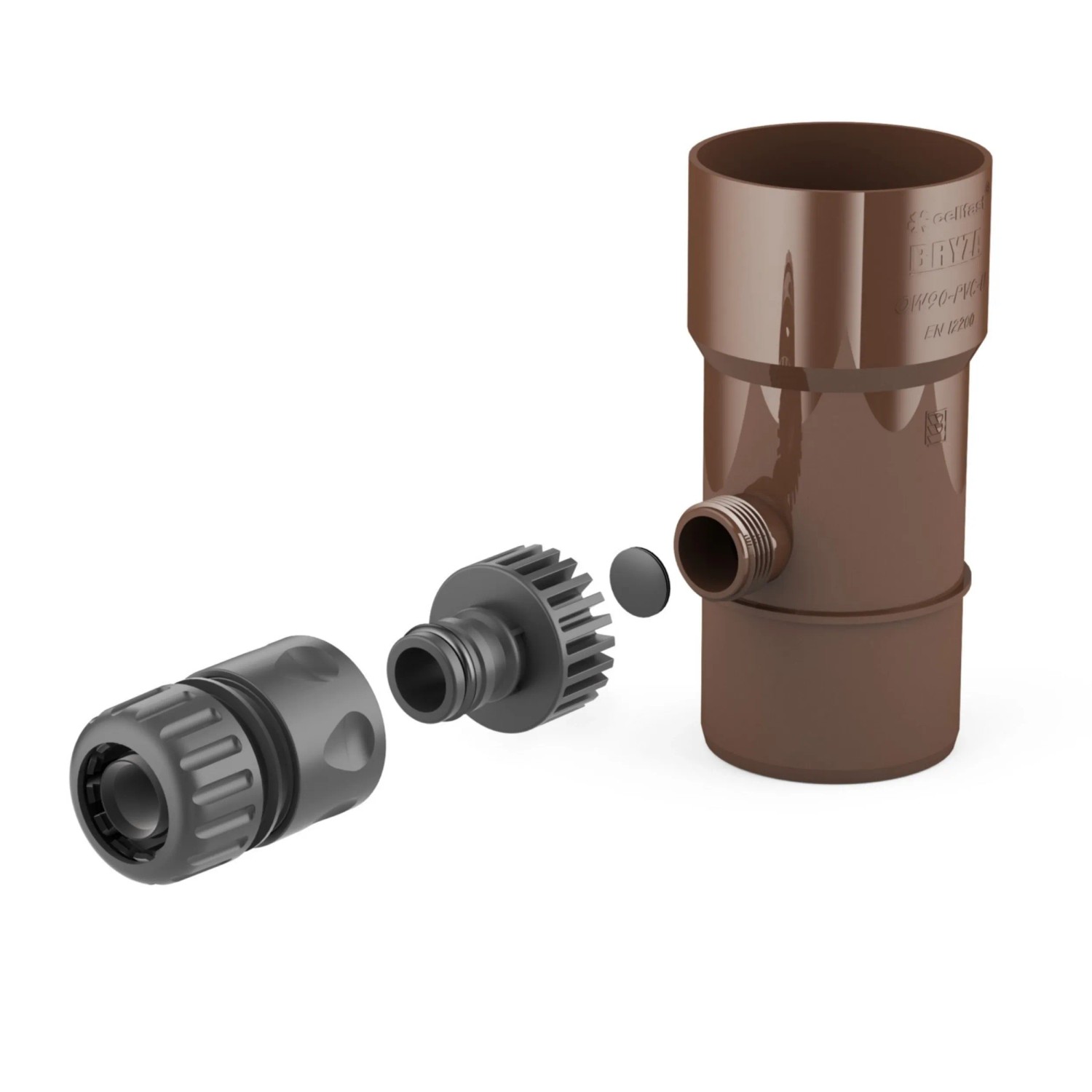 Bryza Odzyskiwacz wody deszczowej 90mm PVC brąz