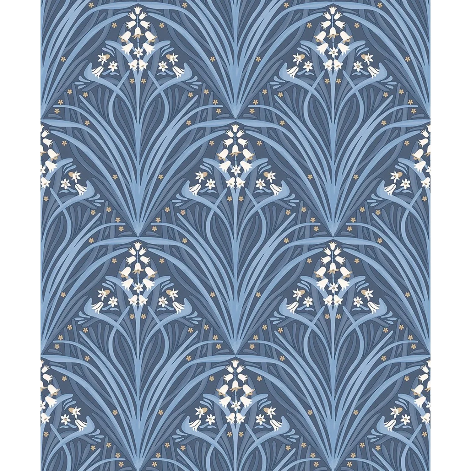 Tapeta winylowa na flizelinie NIEBIESKIE KWIATKI