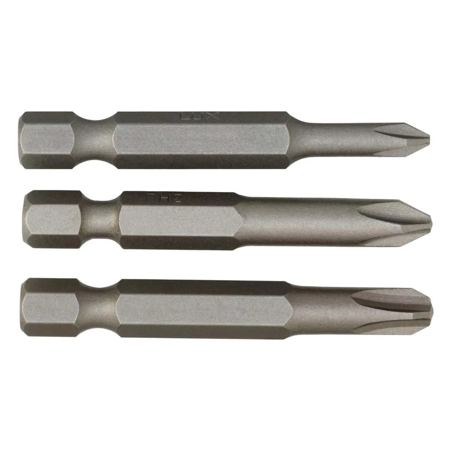 LUX-TOOLS Zestaw bitów PH1, PH2, PH3 długość 50 mm