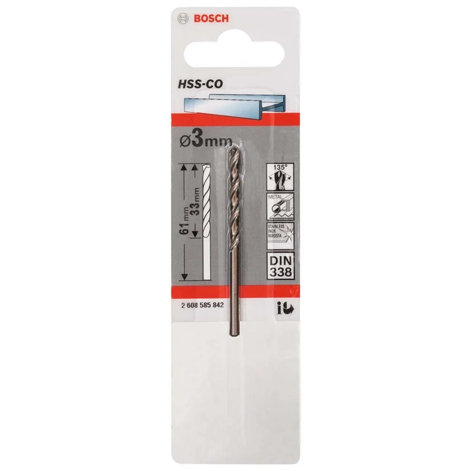 Bosch Professional Wiertło do metalu HSS-Co 3x61 mm