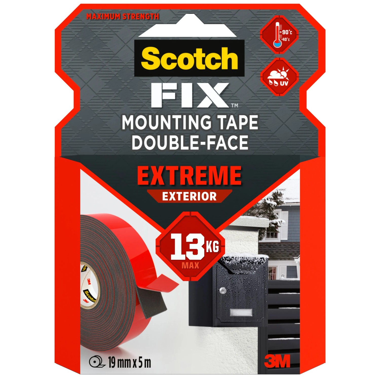 3M Scotch-Fix Supermocna zewnętrzna taśma mocująca, 19 mm x 5 m - 1 rolka
