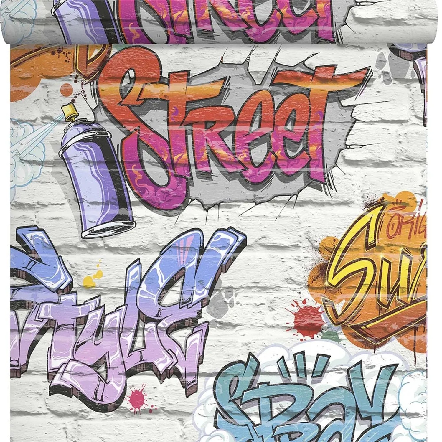 Tapeta GRAFFITI papierowa multikolorowa