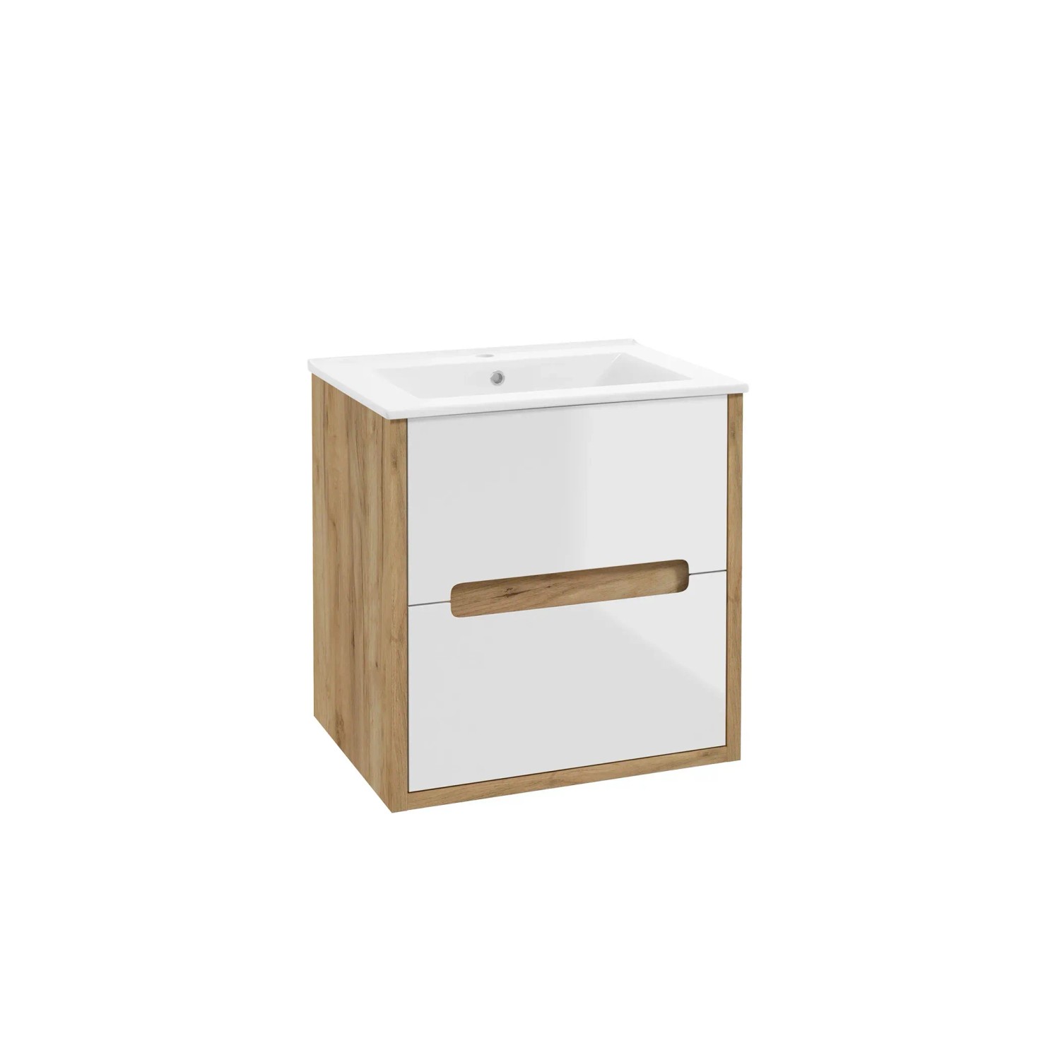 Defra Zestaw Szafka Nobu 60 cm 2 szuflady biały/ dąb złoty