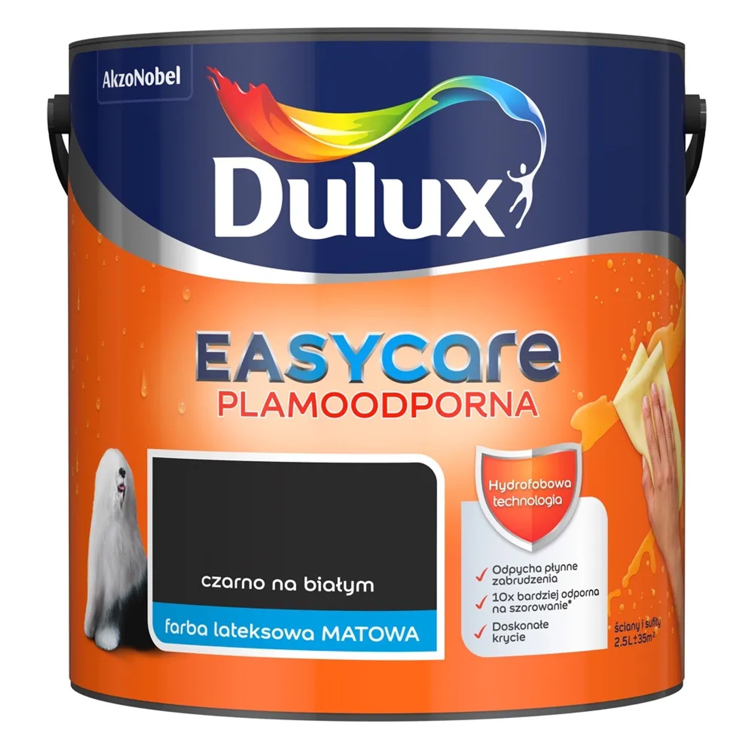 Farba plamoodporna Dulux Easy Care czarno na białym 2,5 l