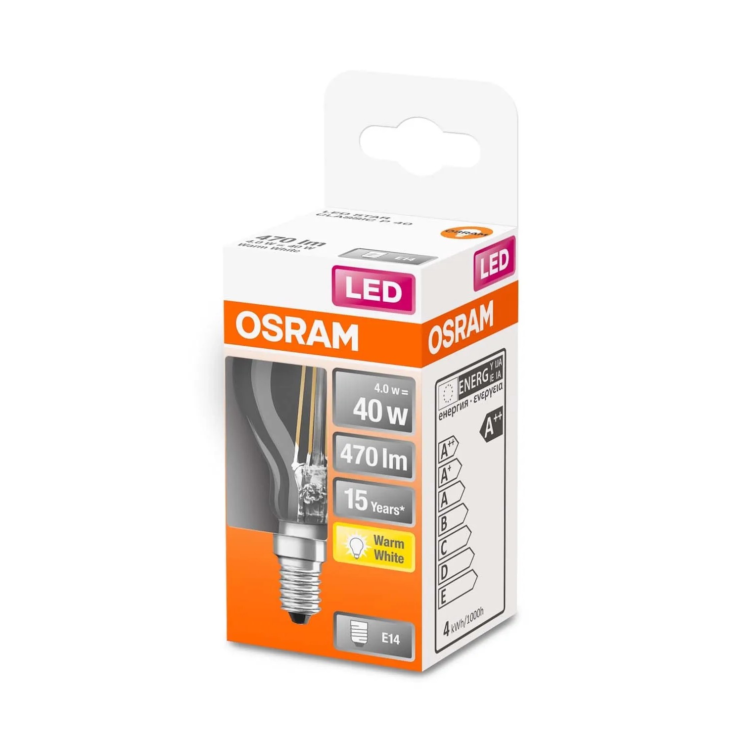 Osram Żarówka LED STAR CLASSIC P40 filament 4W E14 470 lm 2700K