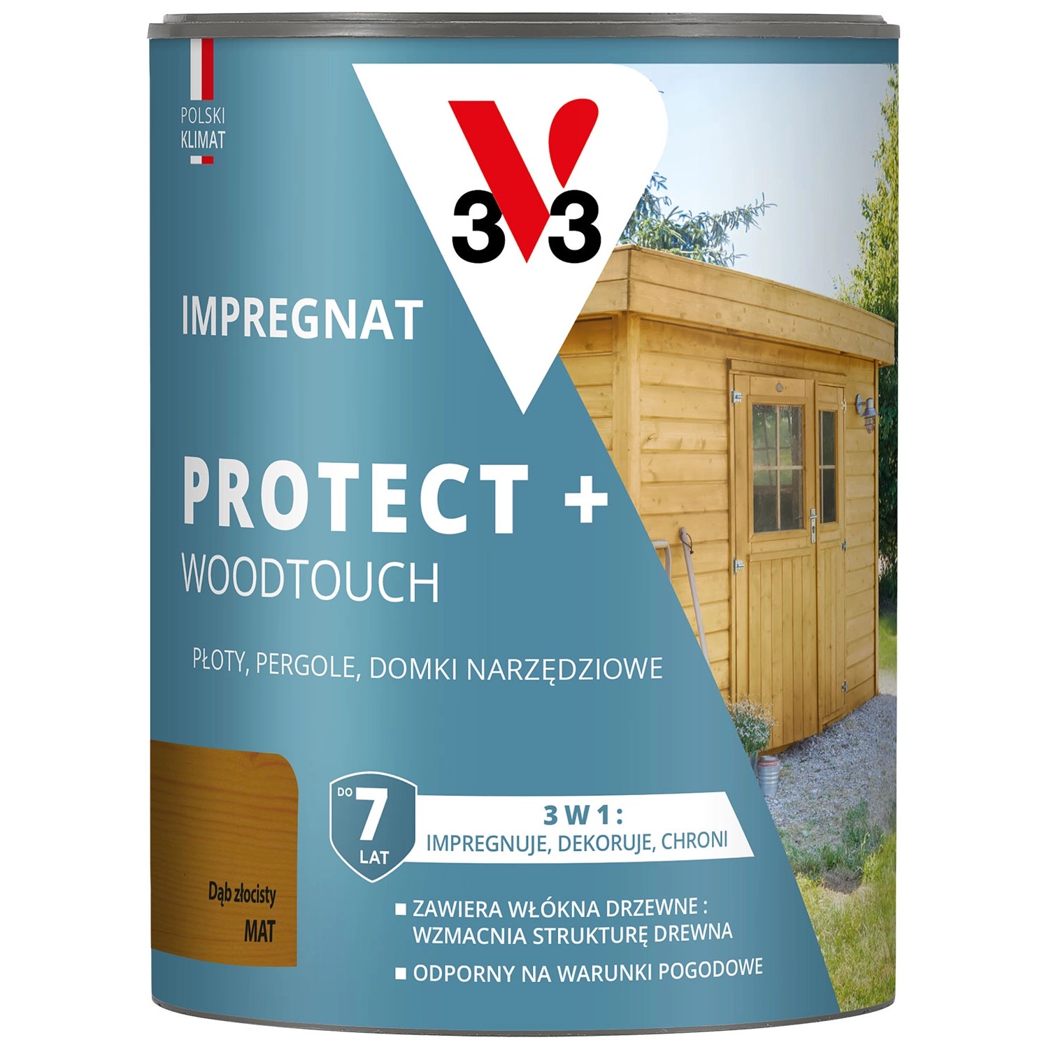 V33 Impregnat Protect+ dąb złocisty 0,7L