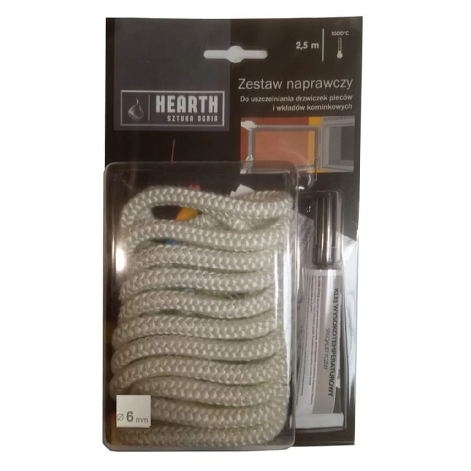 Nordflam Zestaw naprawczy Hearth sznur izolacyjny 6 mm + klej