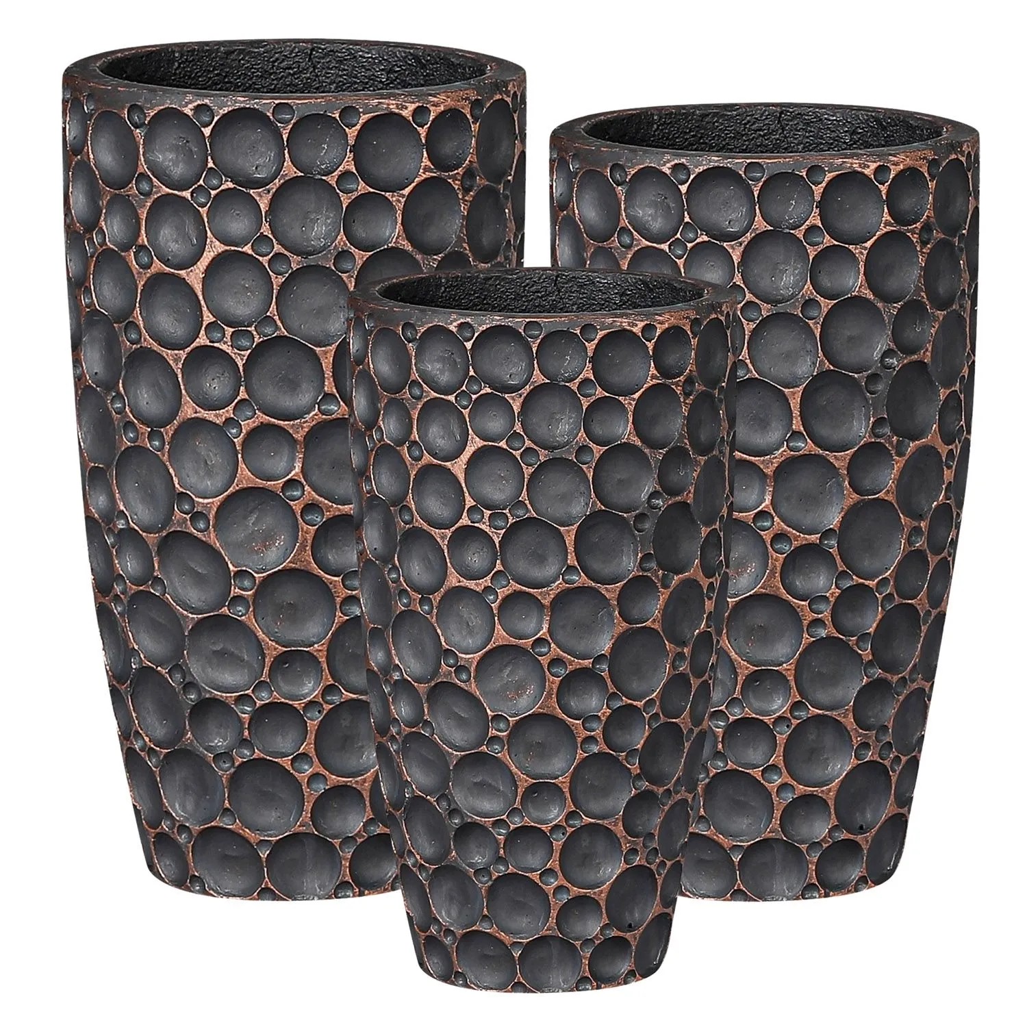 Donice Sien szare pozłacane komplet 3 szt.