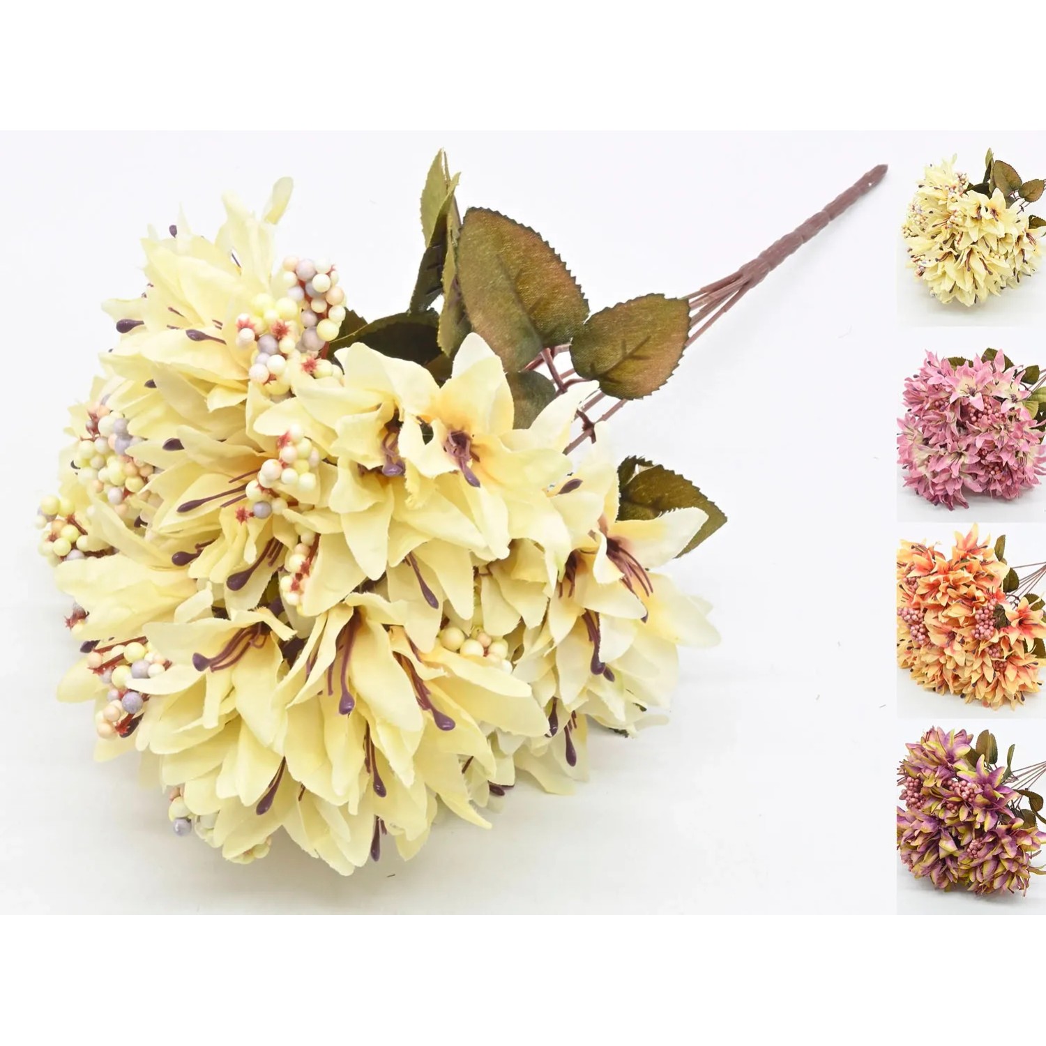 Bukiet sztuczny 6 gałązek, mix kolorów - dł. 40 cm