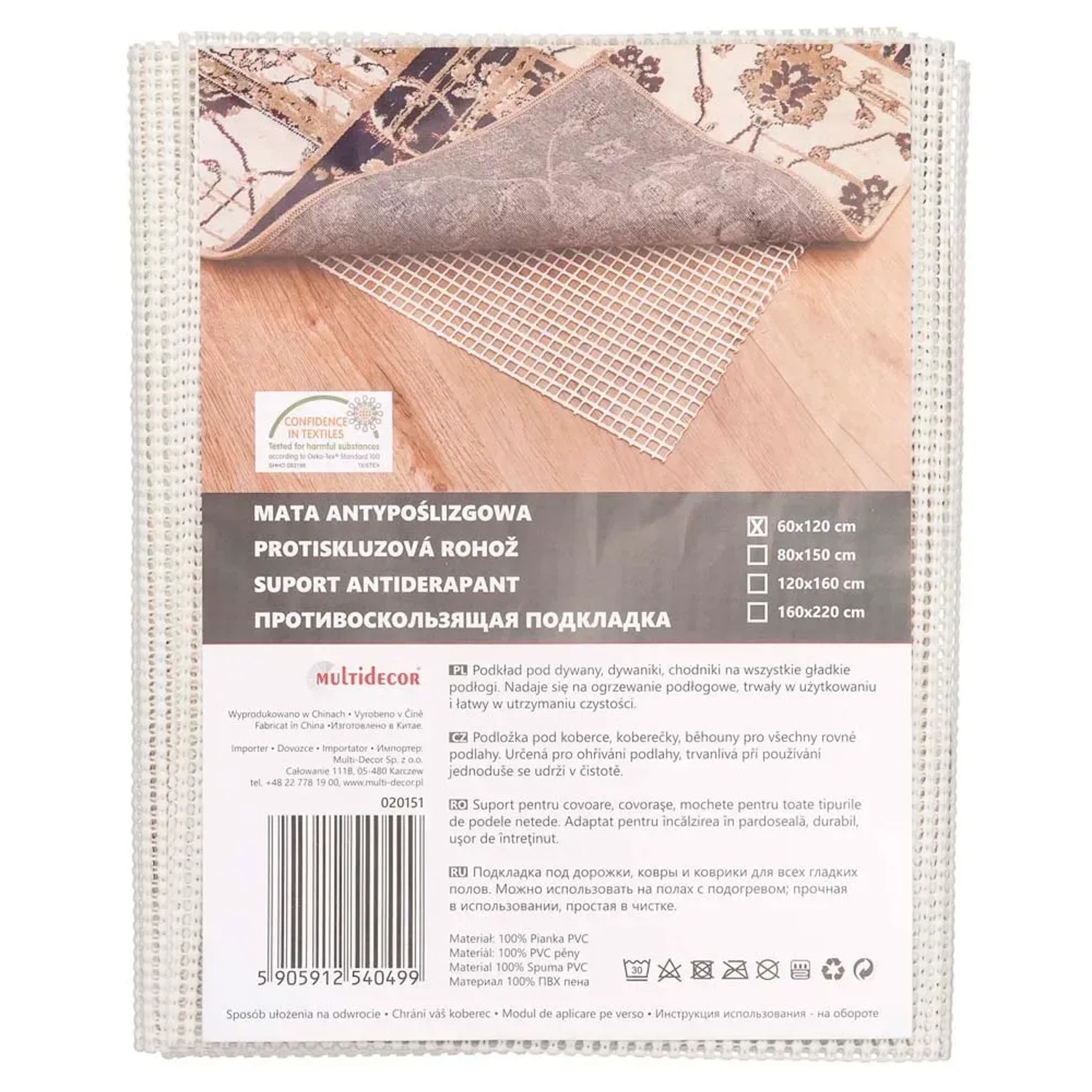 Mata antypoślizgowa 60 cm x 120 cm biała