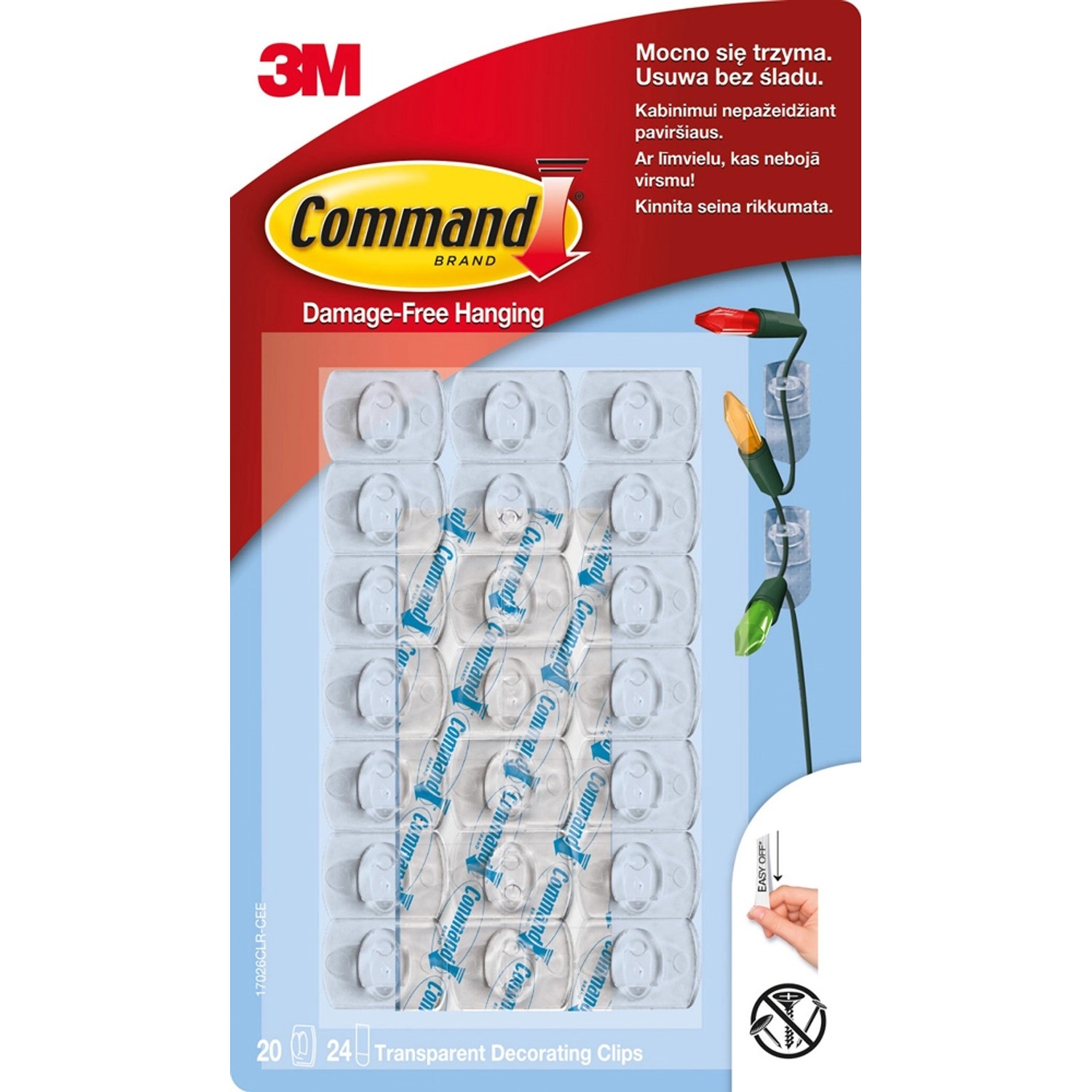 3M Command Przezroczyste haczyki do wieszania ozdób i dekoracji 20 szt.