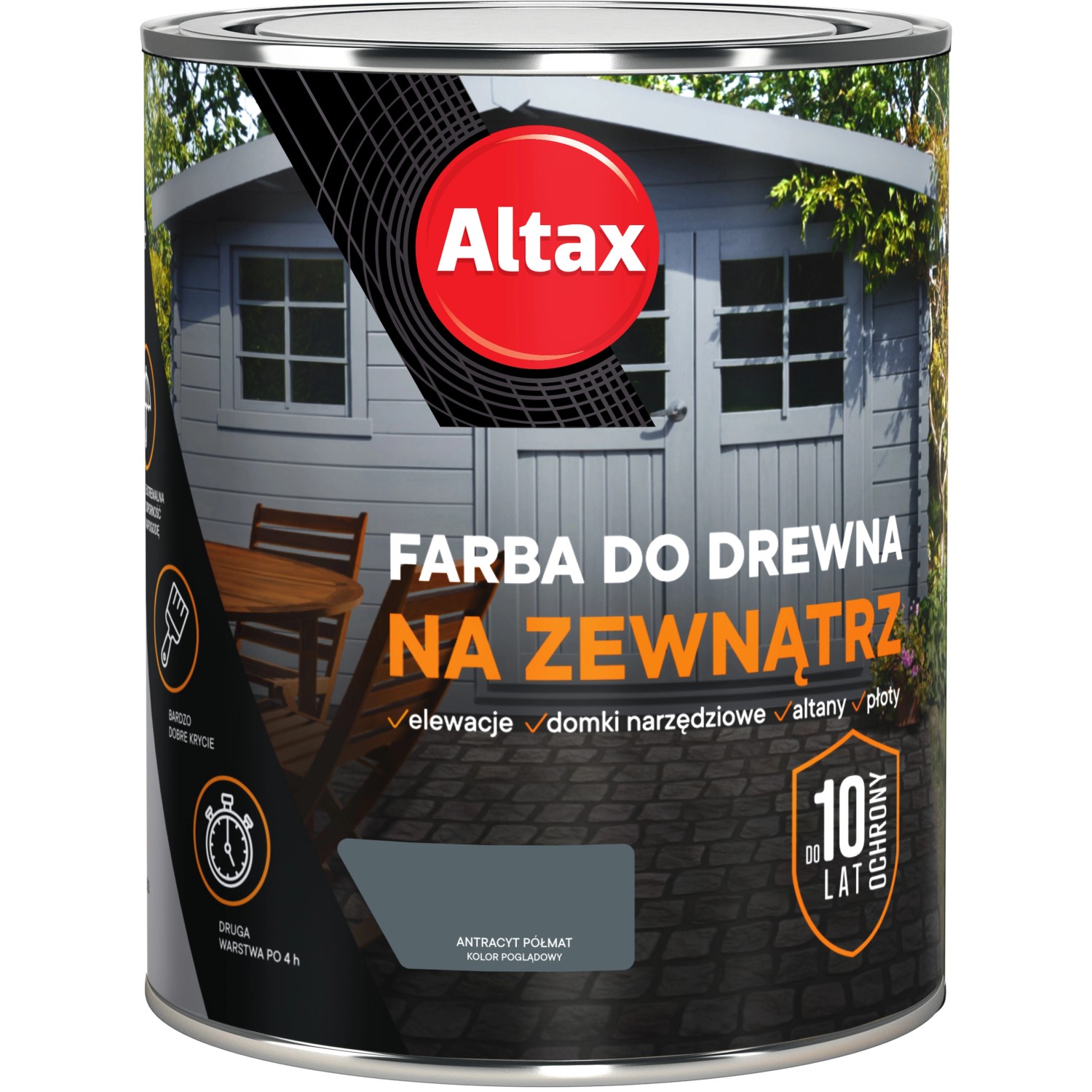 Altax Farba do drewna zewnętrzna antracyt 750 ml