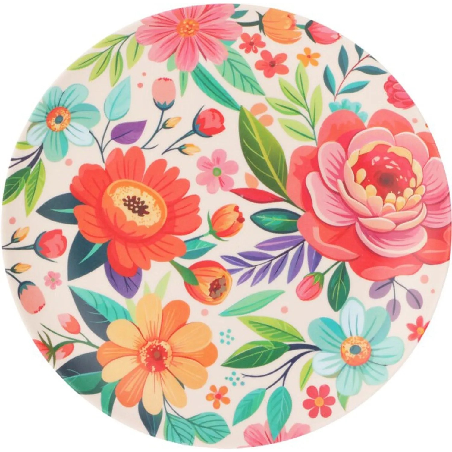 Talerz płaski w kwiaty - śr. 20 cm