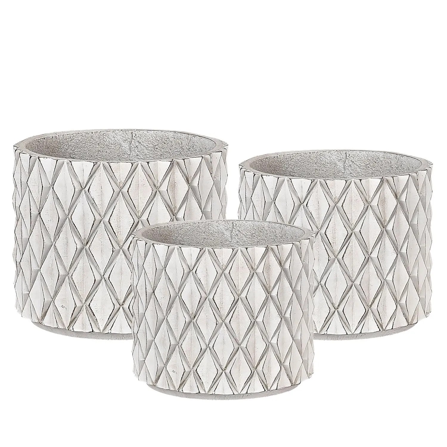 Donice Merida białe romby komplet 3 szt.