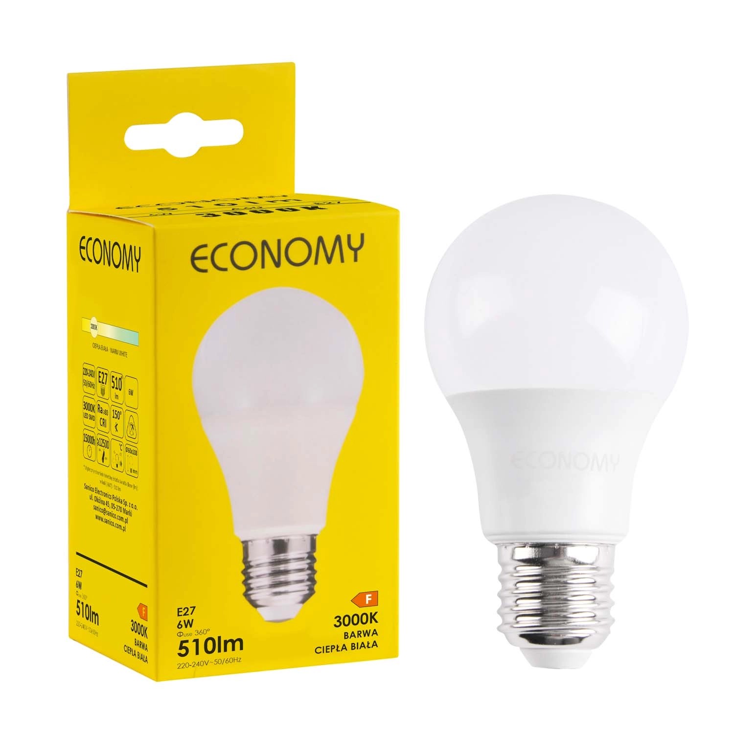 Żarówka LED ECONOMY A60 E27 6W 3000K 510lm