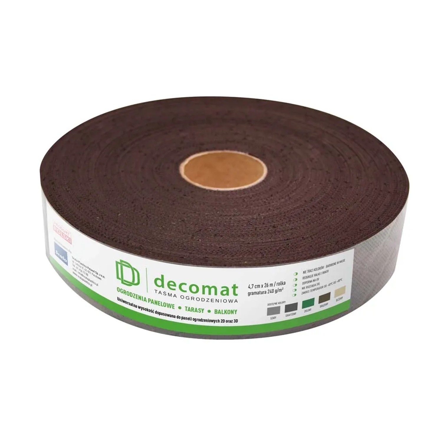 Taśma na ogrodzenia brązowa Decomat - 4,7 cm/26 m