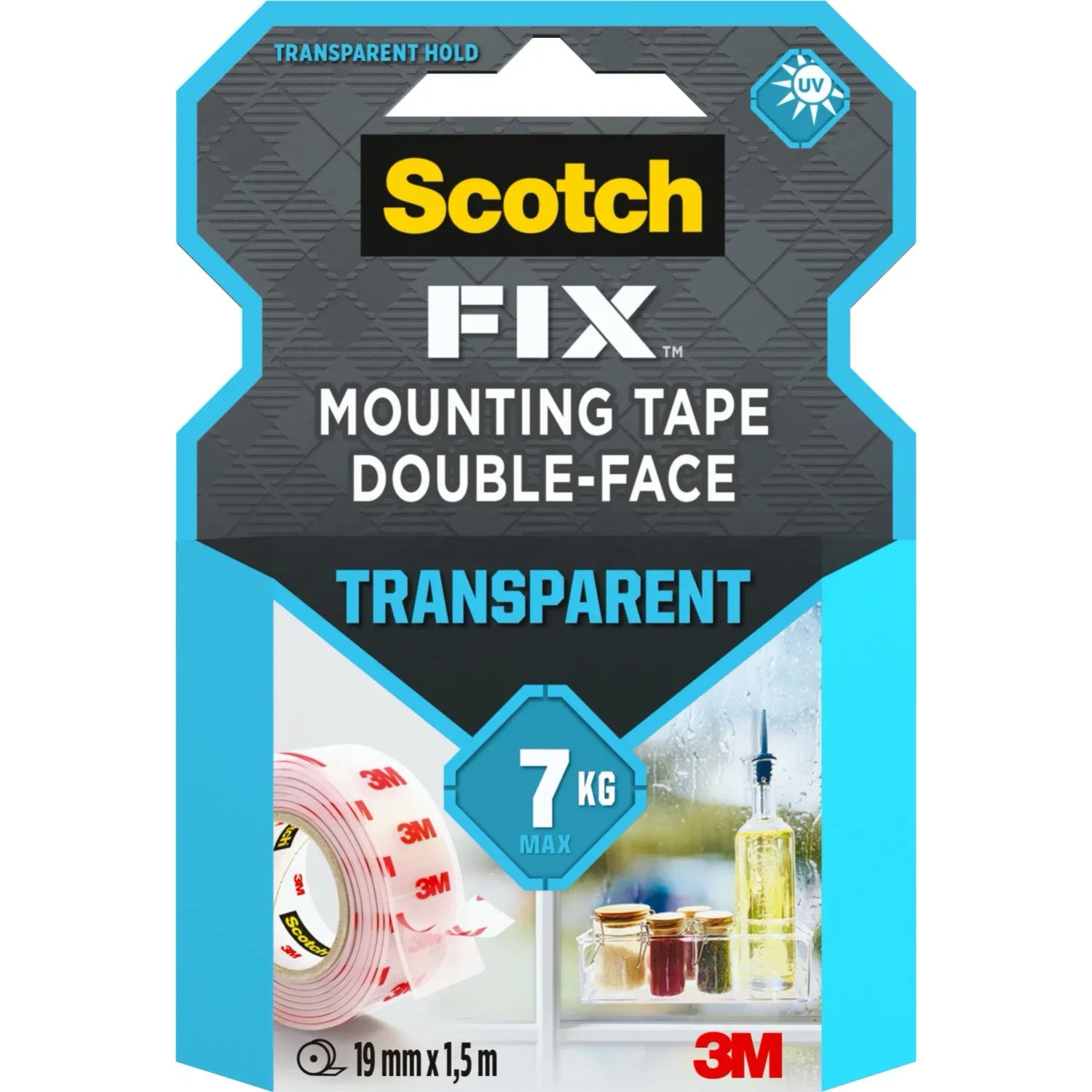 3M Scotch-Fix Dwustronna taśma montażowa przezroczysta, 19 mm x 1,5 m - 1 rolka