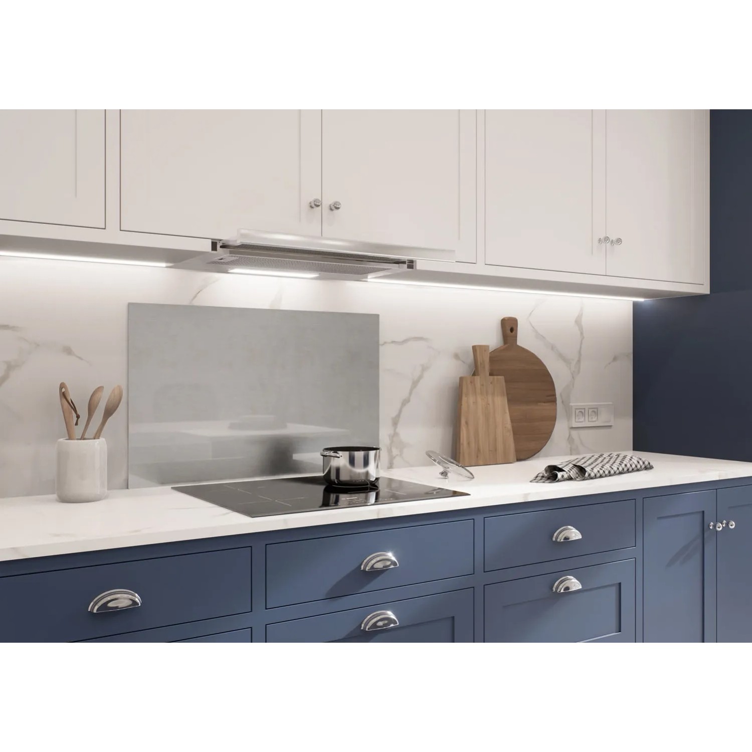 Panel kuchenny szklany szczotkowane aluminium - 50 x 80 cm