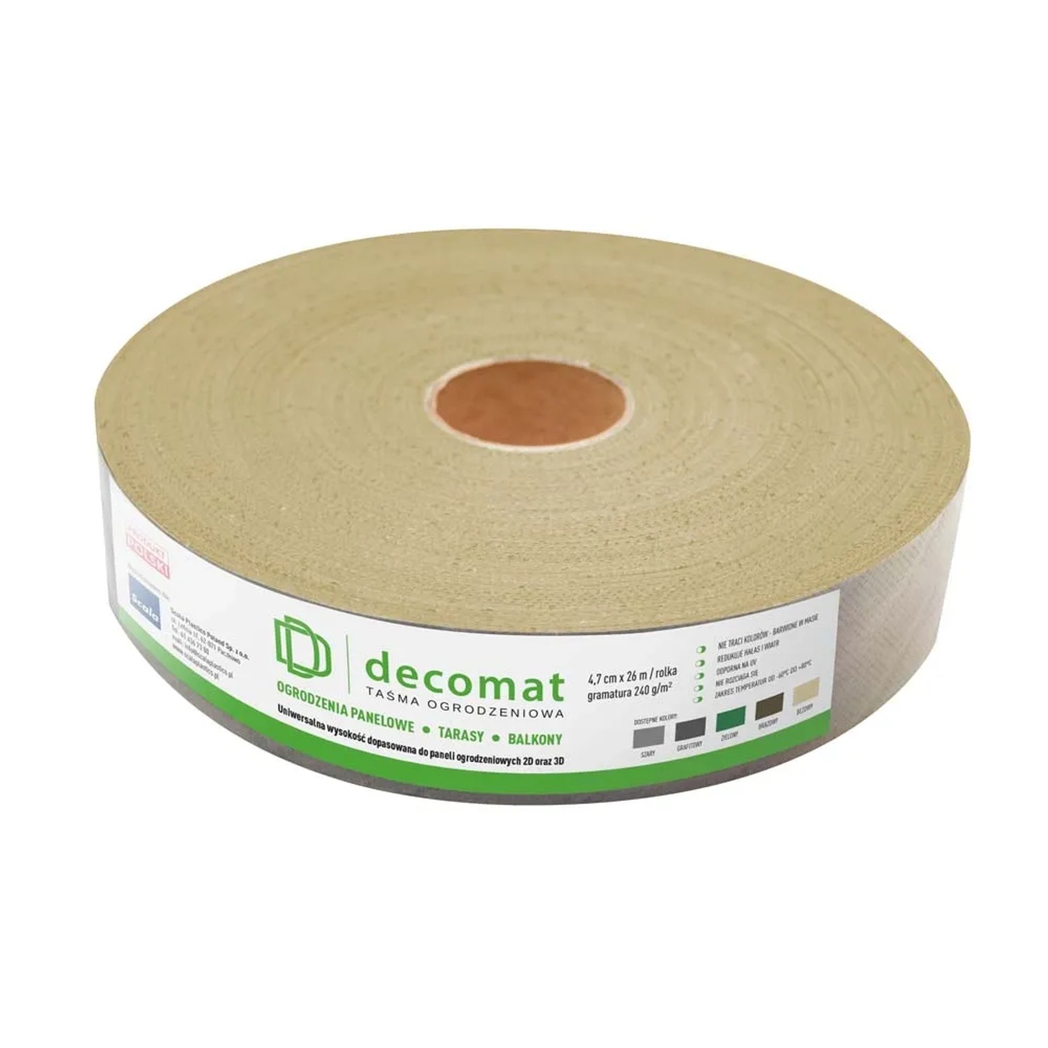 Taśma na ogrodzenia beżowa Decomat - 4,7 cm/26 m