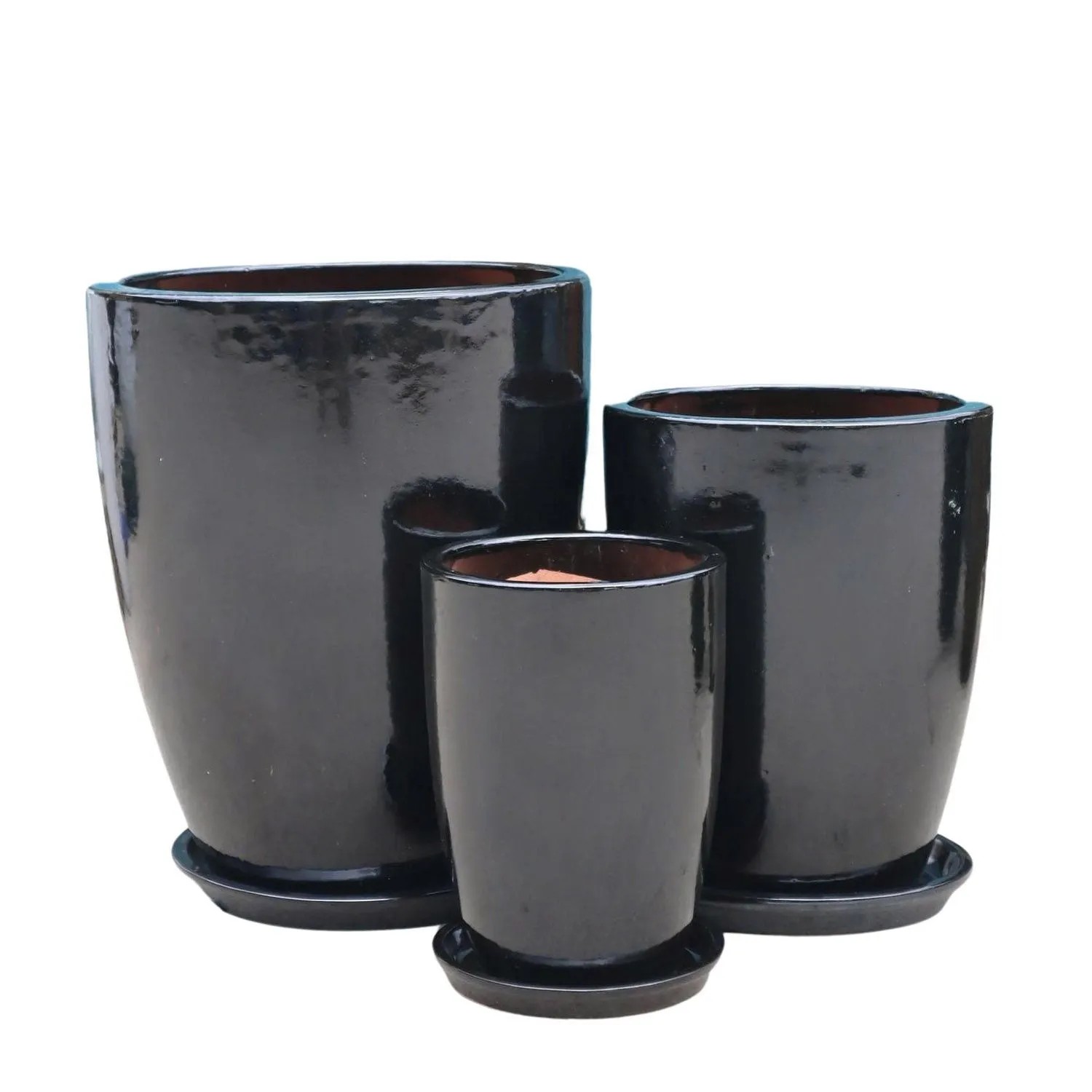 Donice Toledo Shiny Black z podstawką komplet 3 szt.