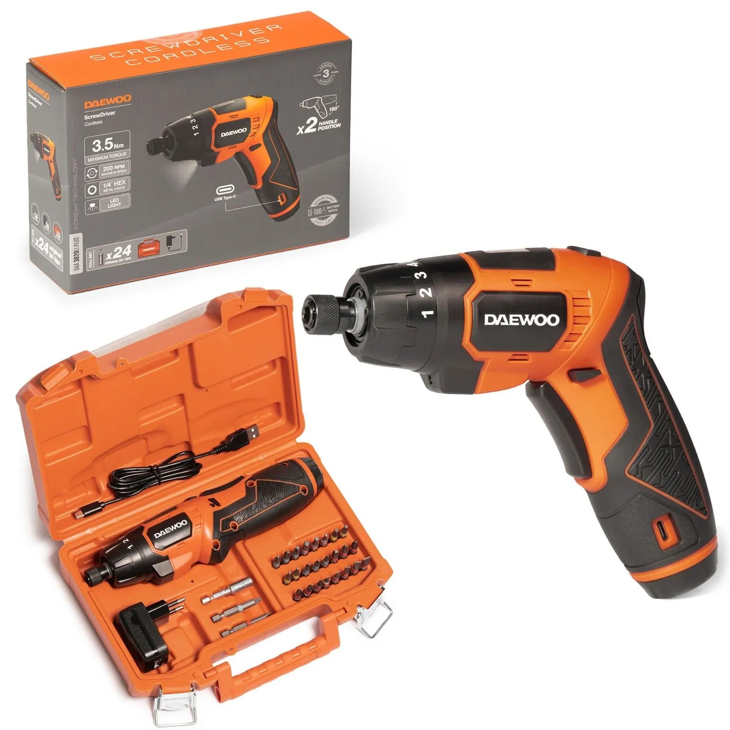 DAEWOO Wkrętarka akumulatorowa DAA 3620 Li Plus Set 3,6V