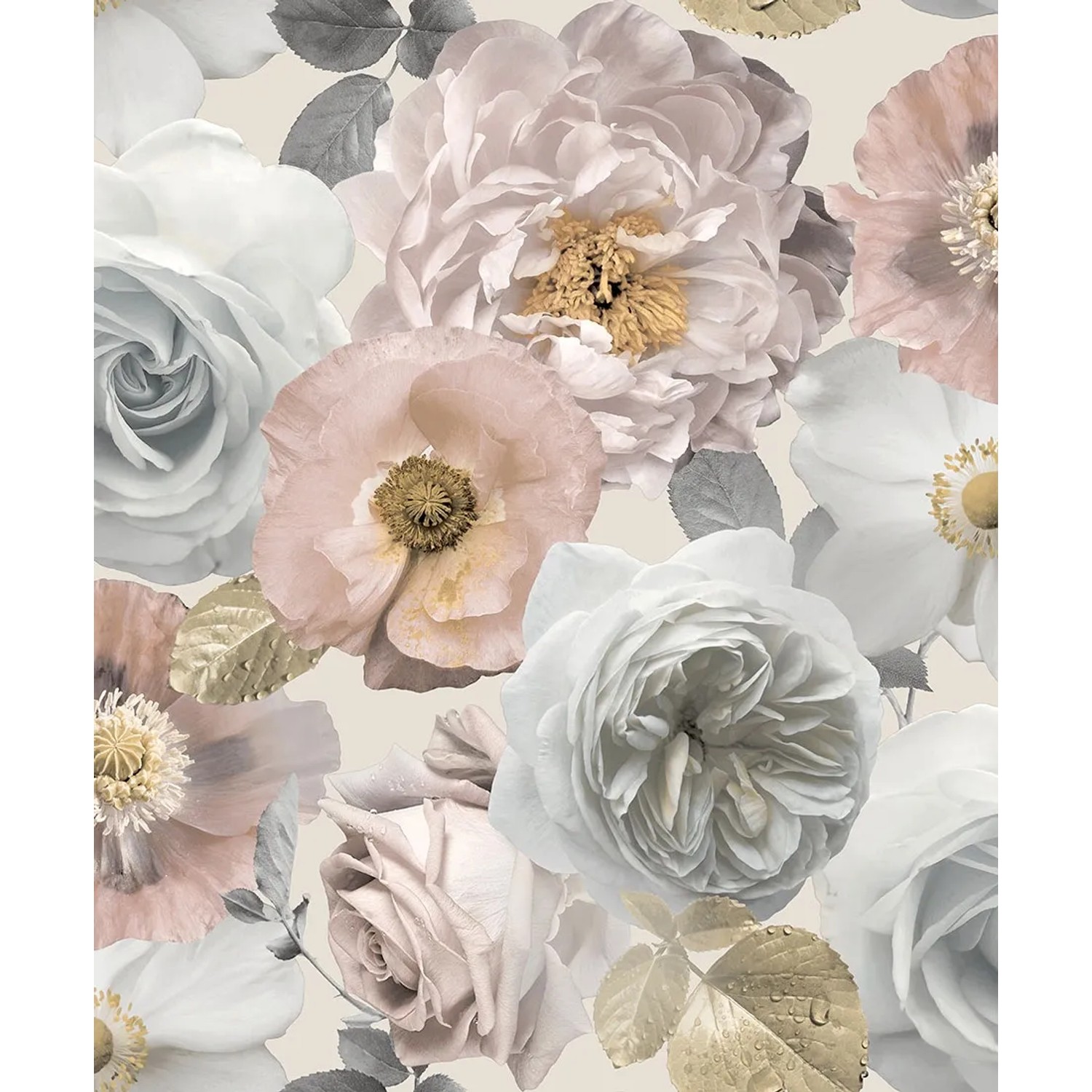 Tapeta papierowa KWIATY beżowe