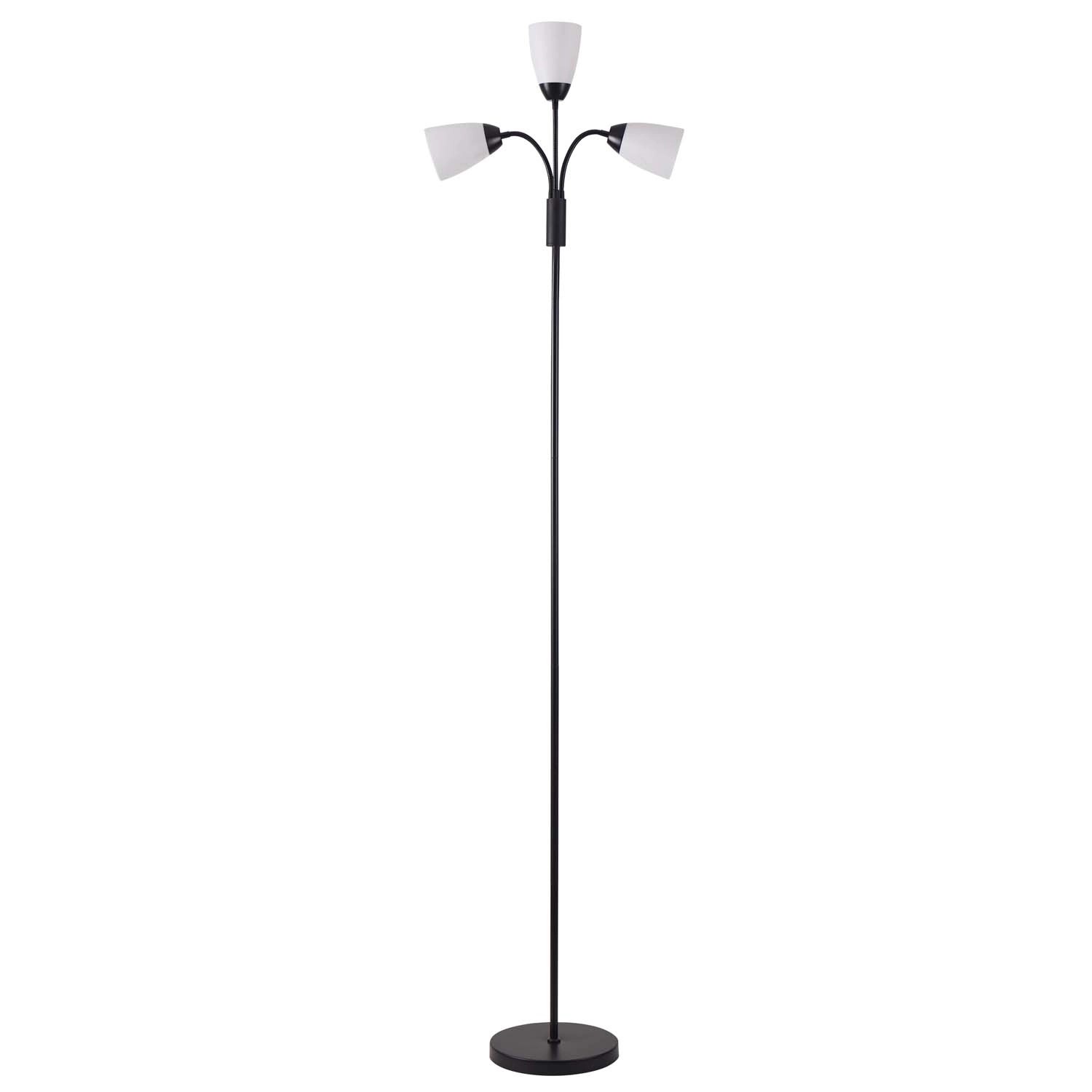 Goldlux Lampa podłogowa TULIP 3xE27 20W LED czarna z białymi kloszami