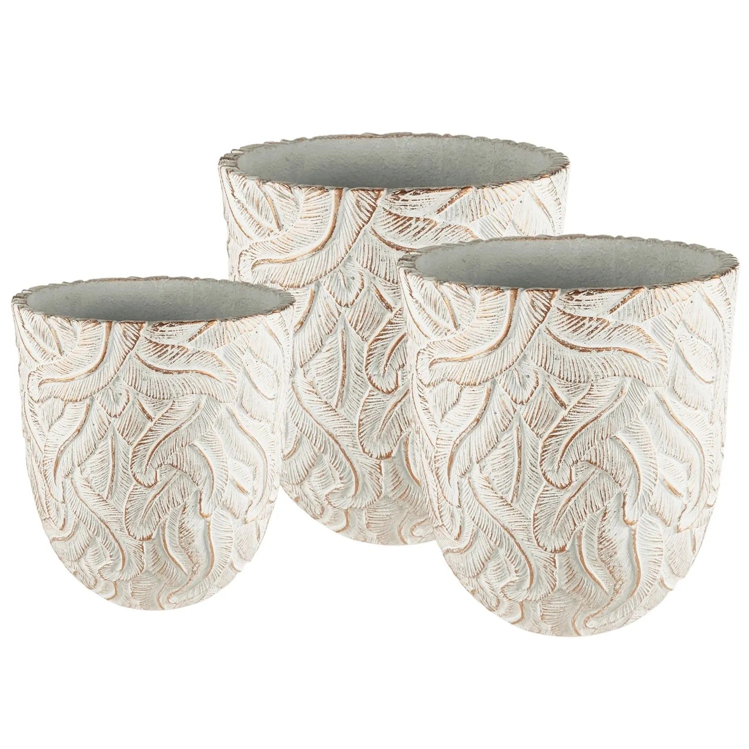 Donice Pióra białe komplet 3 szt.