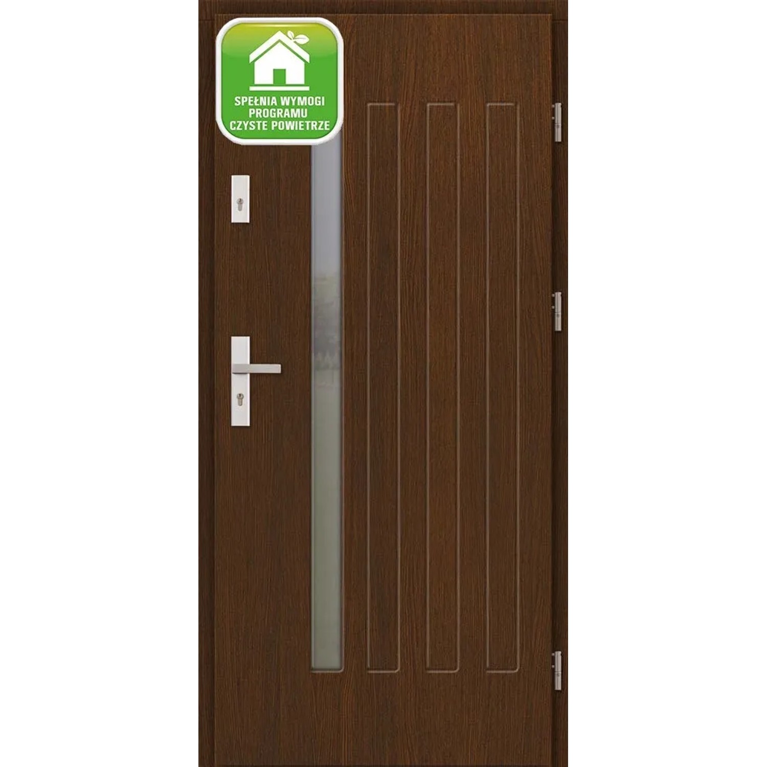 El Prema Drzwi zewnętrzne drewniane Plati ciemny dąb 90P