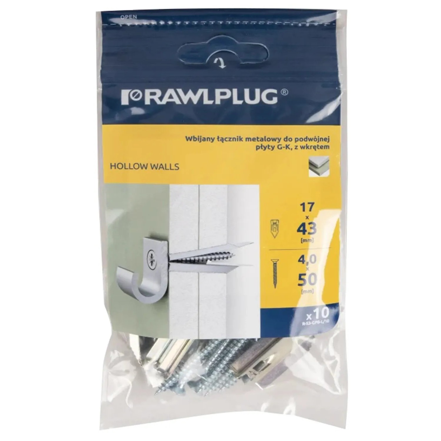 Rawlplug Wbijany łącznik do podwójnej płyty GK 10,8x43mm