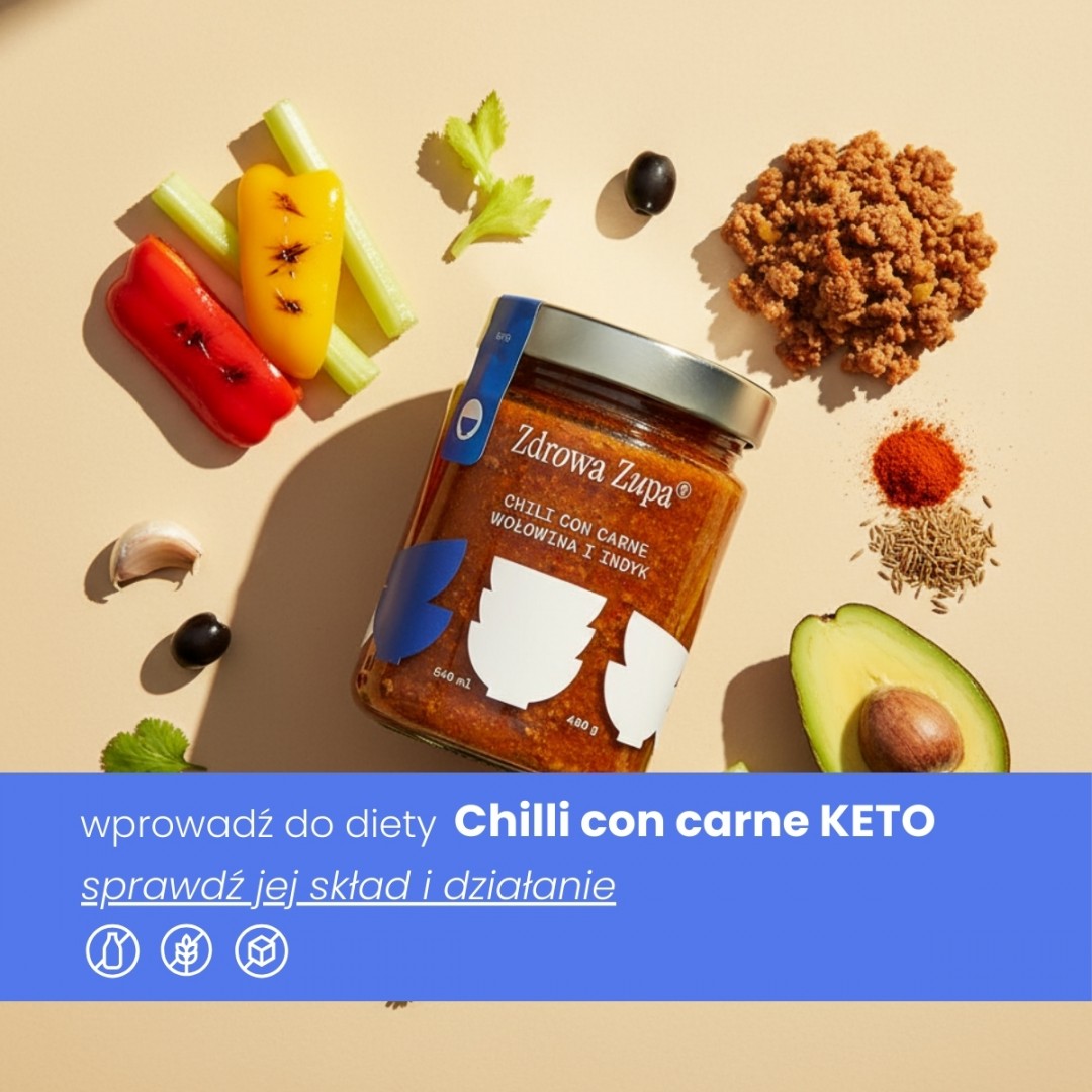 KETO Chili con carne wołowina i indyk (bez glutenu, bez laktozy, czysty skład 540 ml, do lodówki)