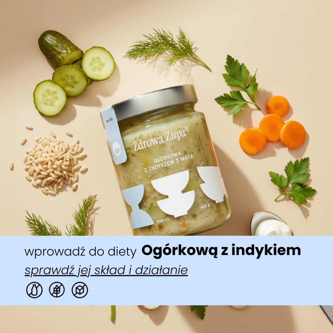 Ogórkowa z indykiem i macą glucose balance (bez glutenu, bez laktozy, czysty skład 540 ml, do lodówki)