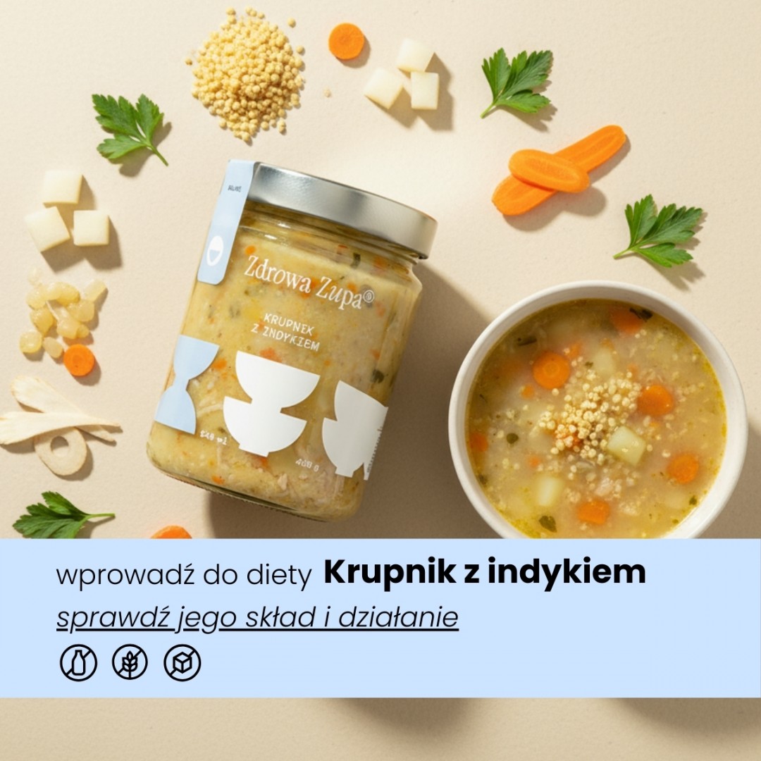 Krupnik z indykiem (bez glutenu, bez laktozy, czysty skład 540 ml, do lodówki)