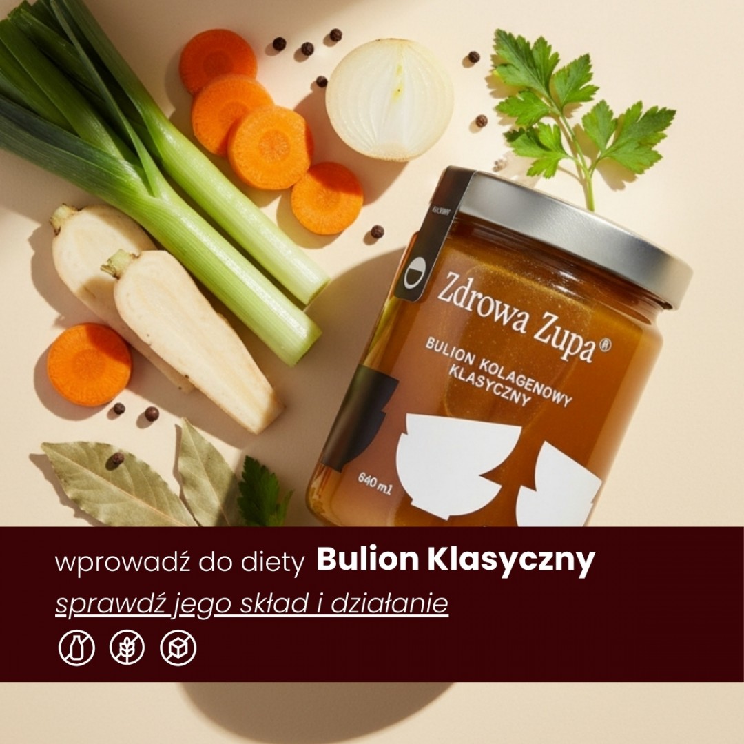 Bulion kolagenowy Klasyczny (długo gotowany, bez glutenu, bez laktozy, keto, czysty skład 540 ml, do lodówki)