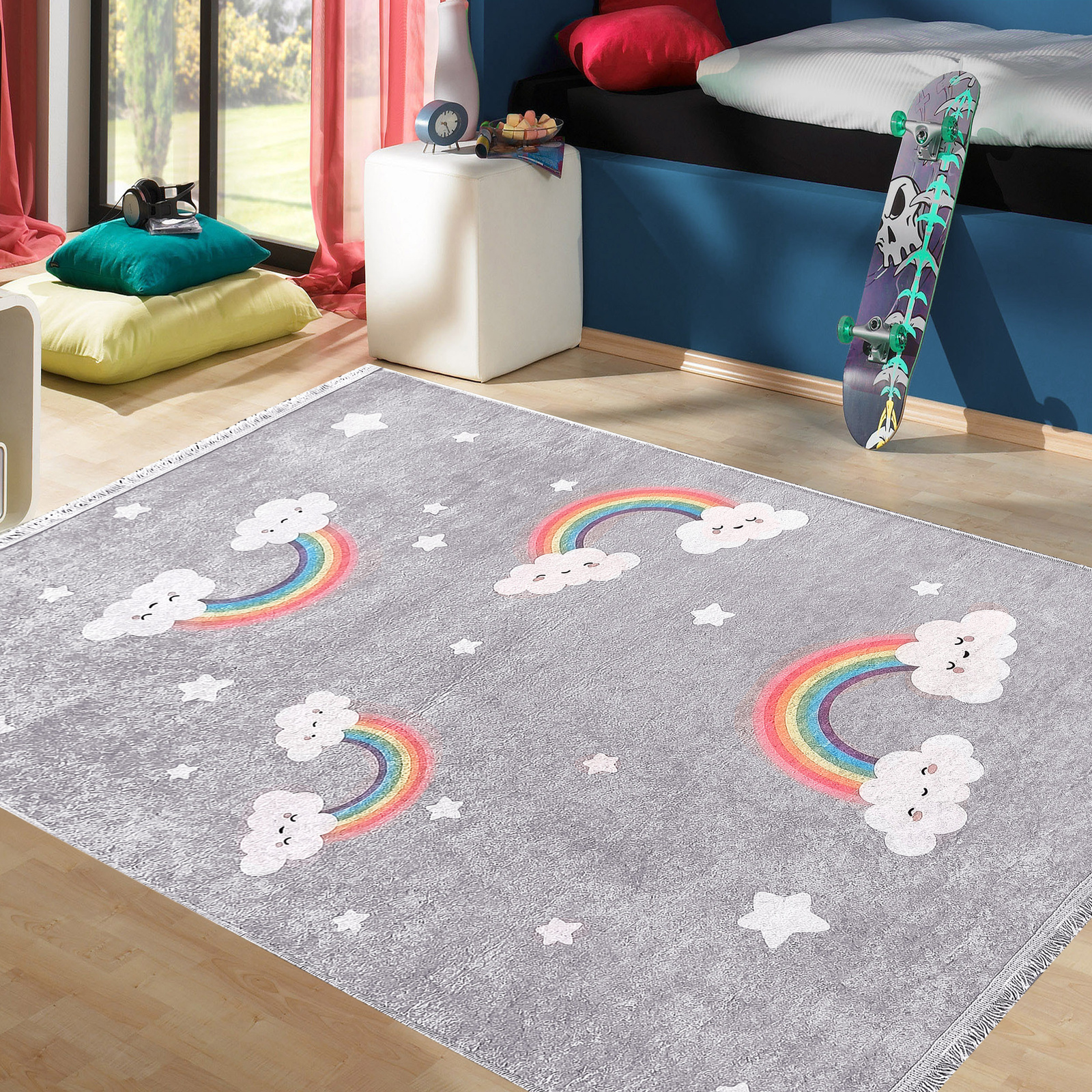 Dziecięcy dywan antypoślizgowy do prania- Kids Play 142 tęcza