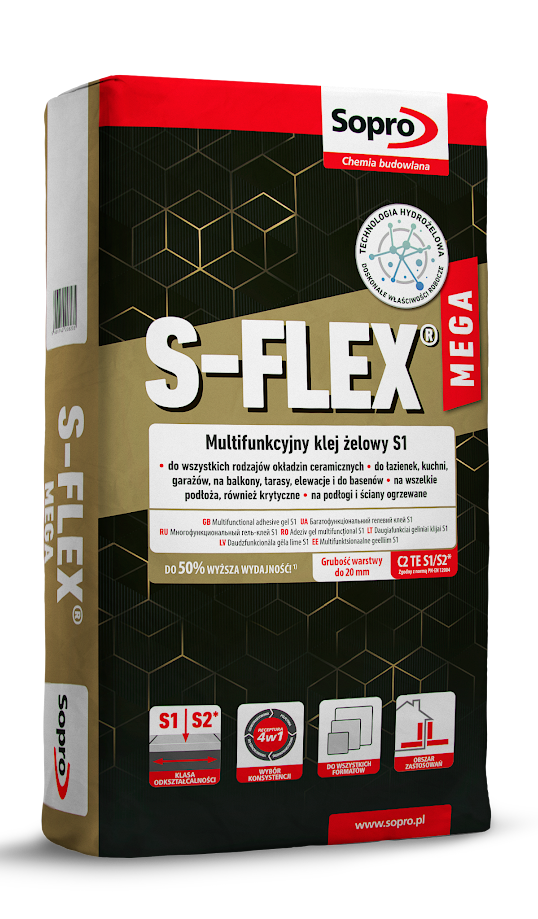 Klej do płytek żelowy Sopro S-Flex 208 C2TE S1 wysokoelastyczny multifunkcyjny 22,5 kg