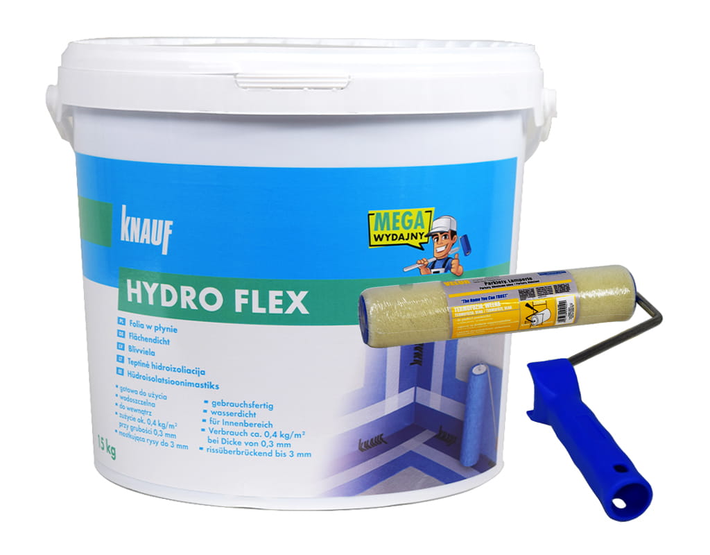 KNAUF HYDRO FLEX FOLIA W PŁYNIE 15KG + WAŁEK 18 CM